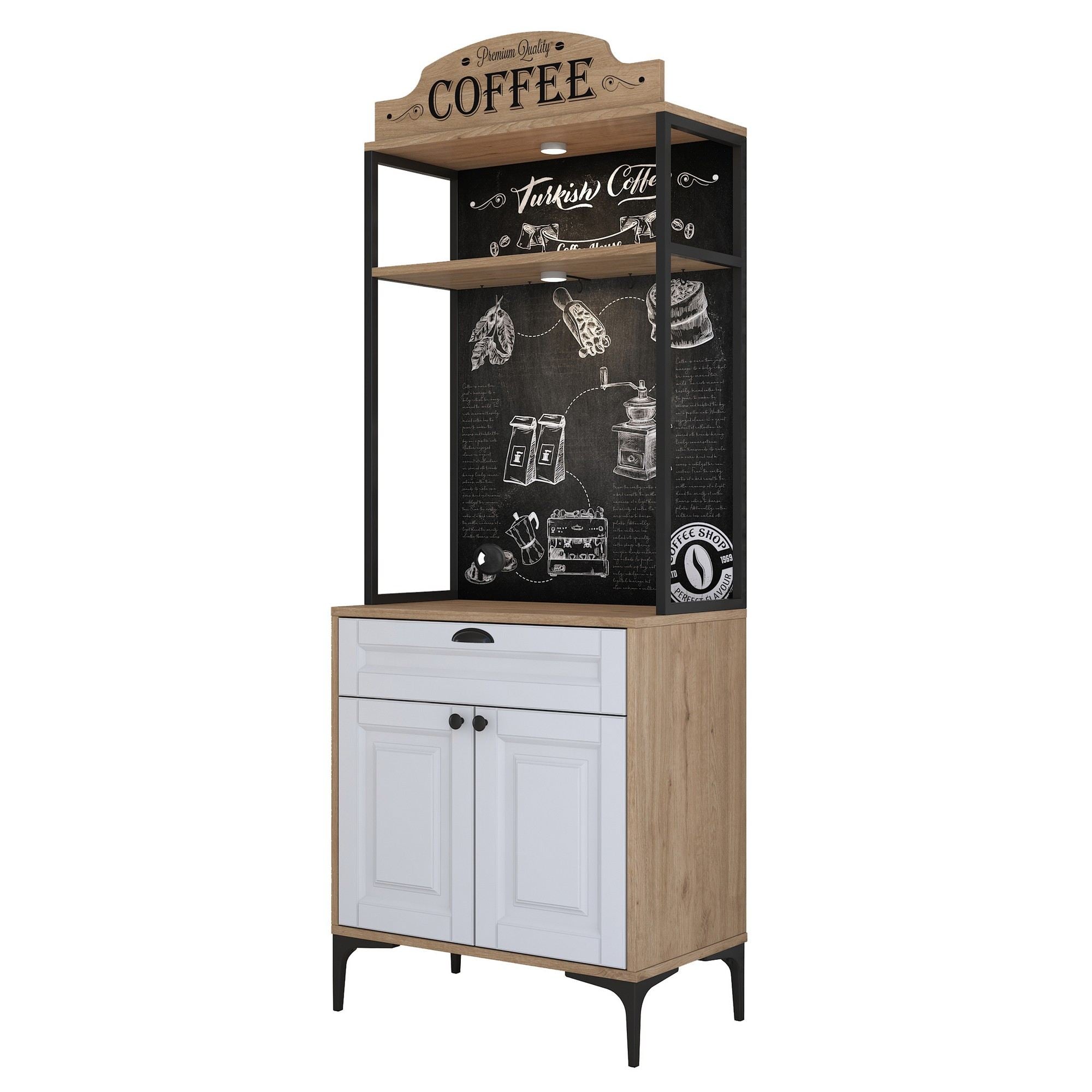 Armário Multiuso – 70 cm x 186,4 cm x 40 cm – Nogueira e Branca – Aglomerado