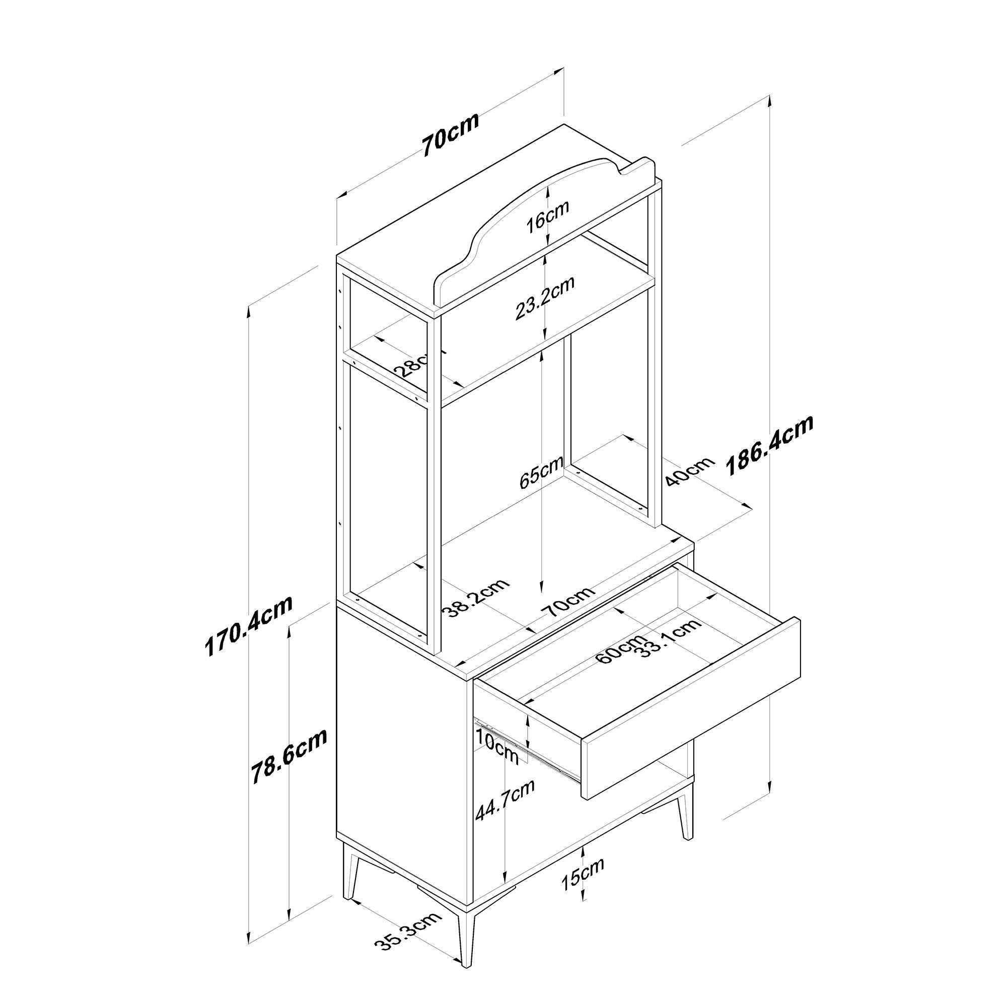 Armário Multiuso – 70 cm x 186,4 cm x 40 cm – Nogueira e Branca – Aglomerado