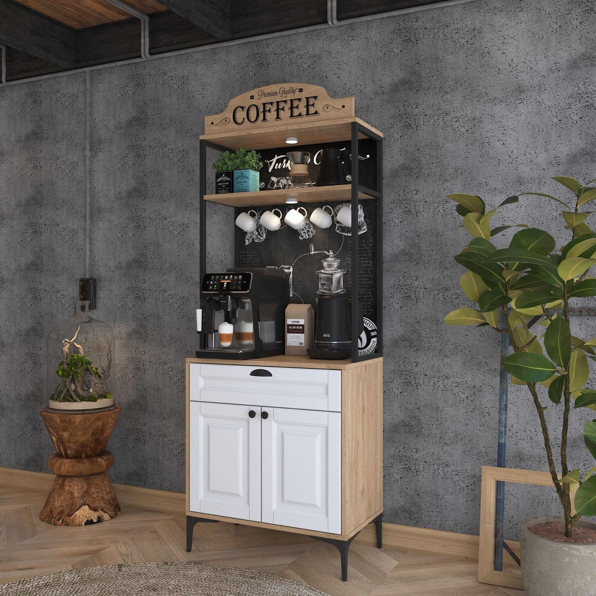 Armário Multiuso – 70 cm x 186,4 cm x 40 cm – Nogueira e Branca – Aglomerado