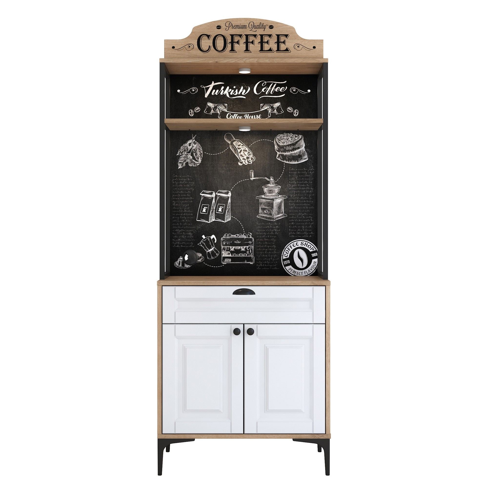 Armário Multiuso – 70 cm x 186,4 cm x 40 cm – Nogueira e Branca – Aglomerado