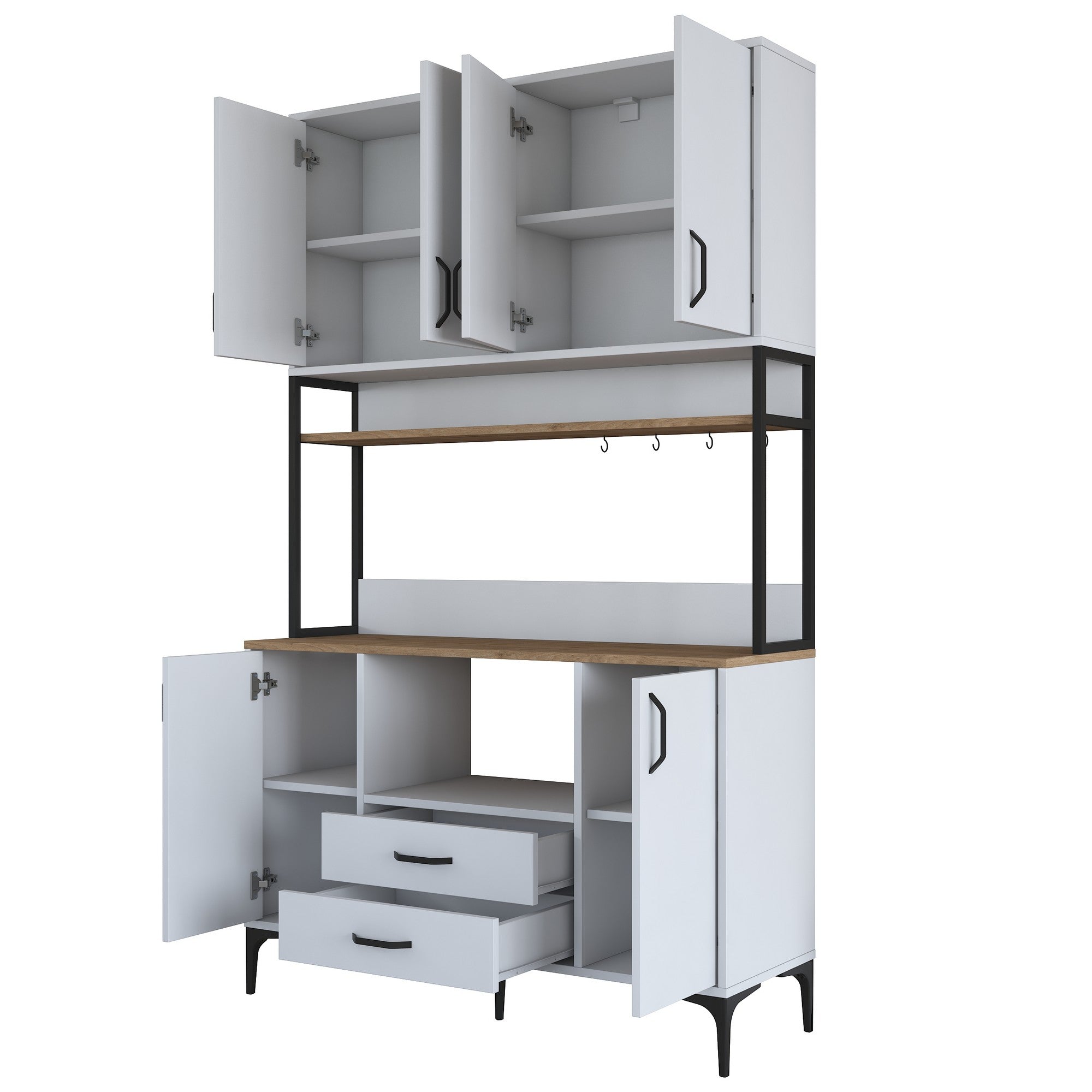 Armário Multiuso – 120 cm x 198,6 cm x 40 cm – Nogueira e Branco – MDF