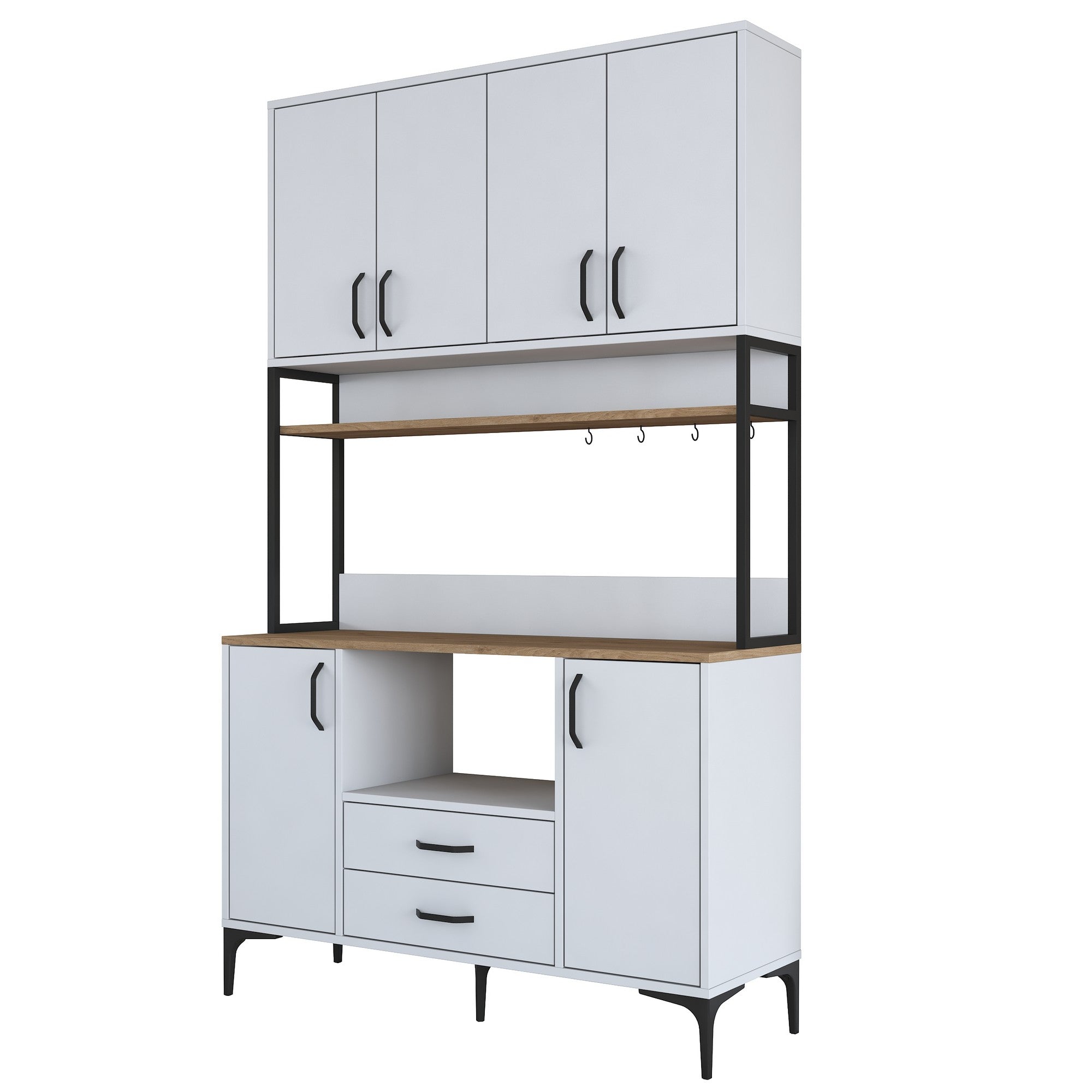 Armário Multiuso – 120 cm x 198,6 cm x 40 cm – Nogueira e Branco – MDF