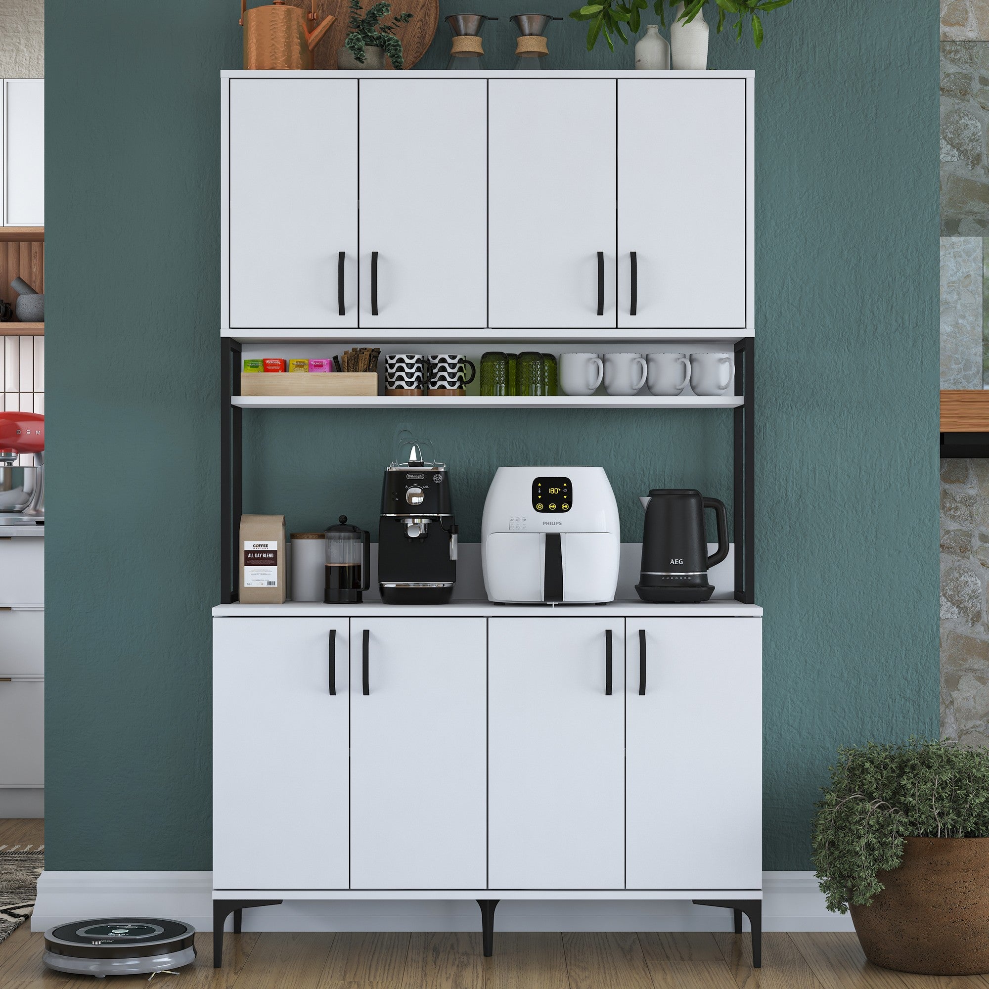 Armário multiuso – 120 cm x 198.6 cm x 40 cm – Branco – Aglomerado de madeira