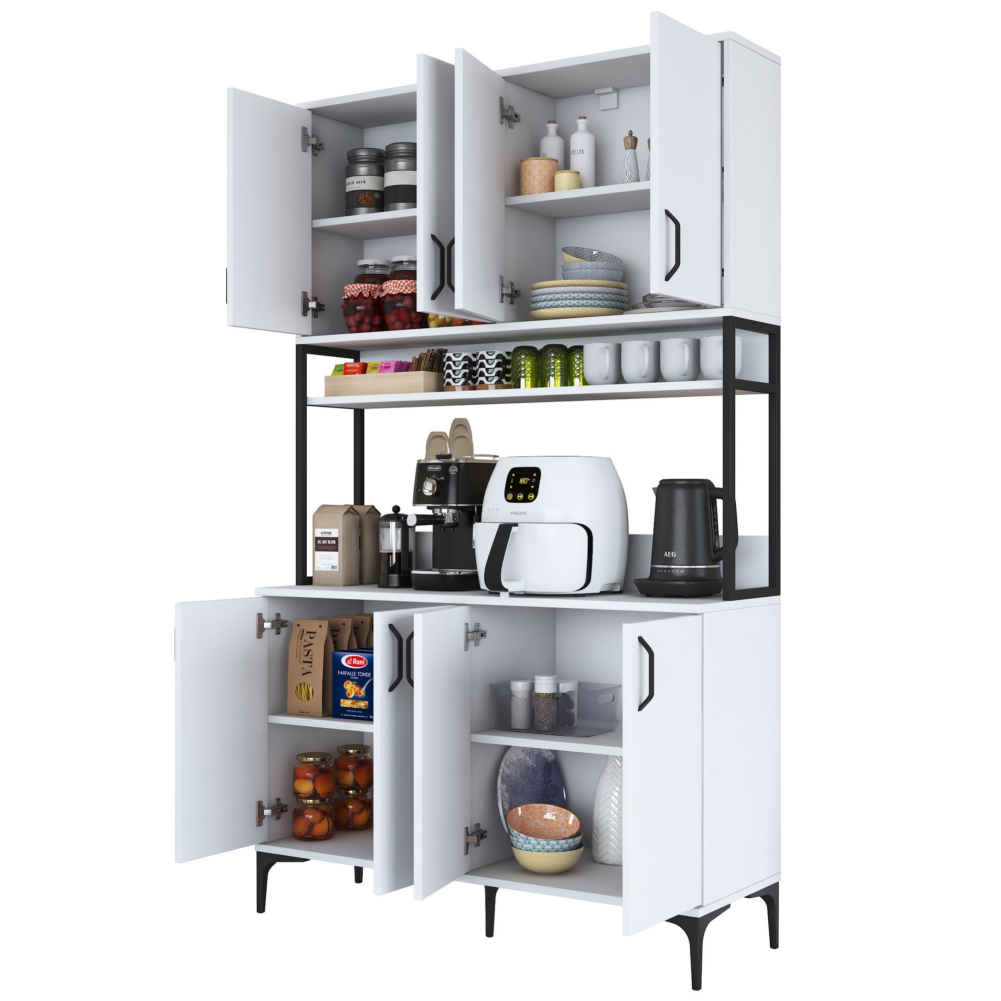 Armário multiuso – 120 cm x 198.6 cm x 40 cm – Branco – Aglomerado de madeira