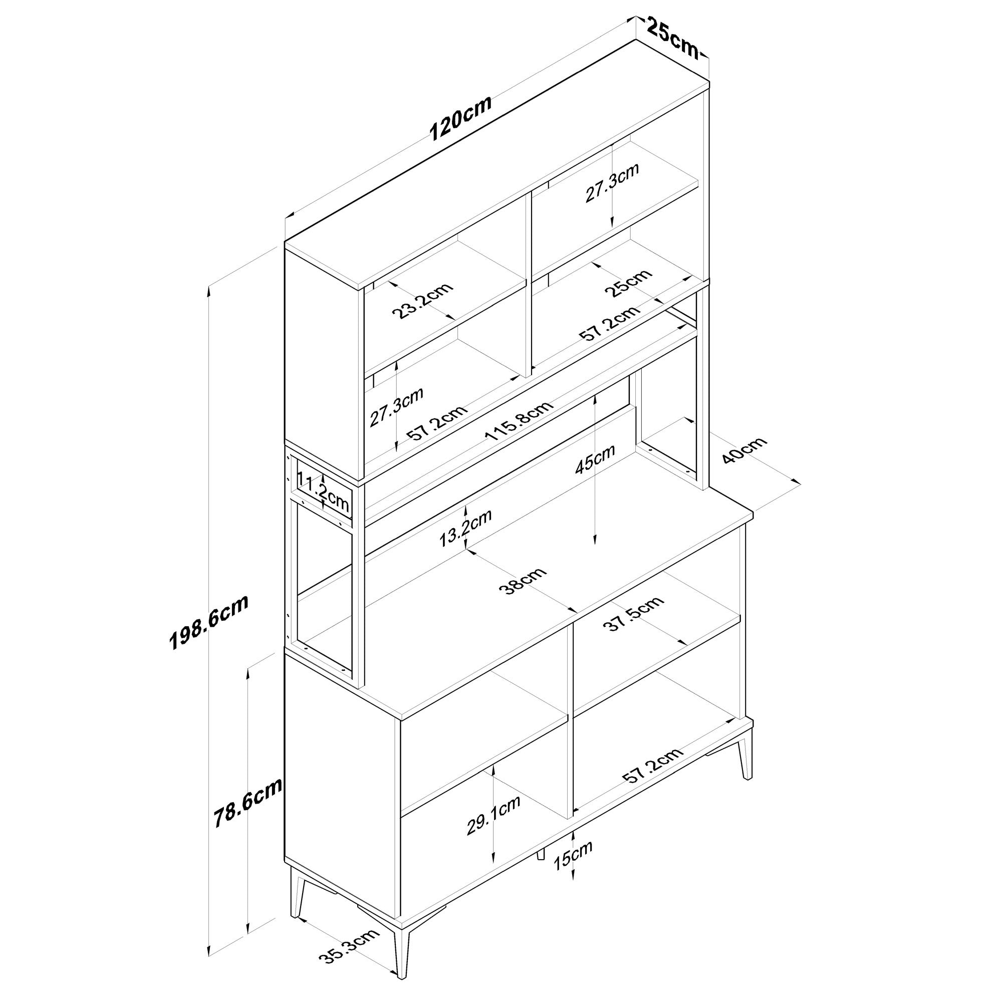 Armário multiuso – 120 cm x 198.6 cm x 40 cm – Branco – Aglomerado de madeira