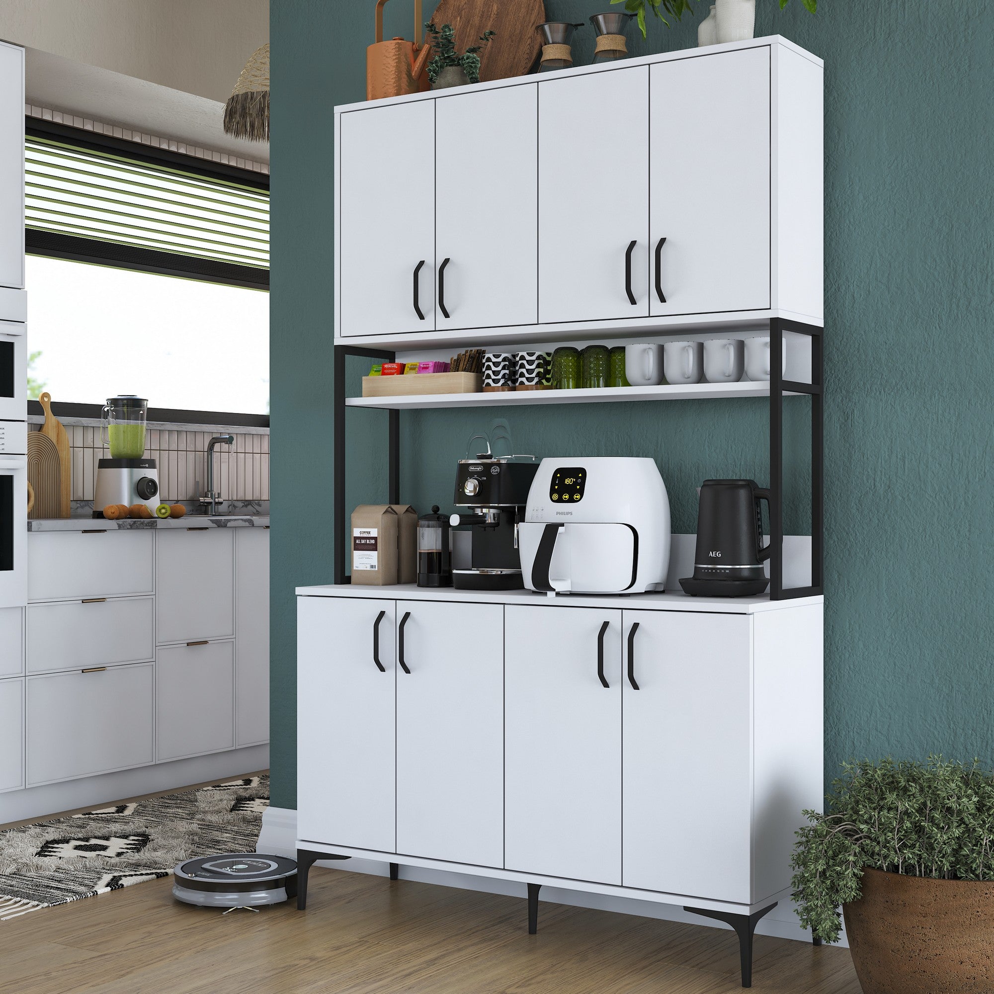 Armário multiuso – 120 cm x 198.6 cm x 40 cm – Branco – Aglomerado de madeira