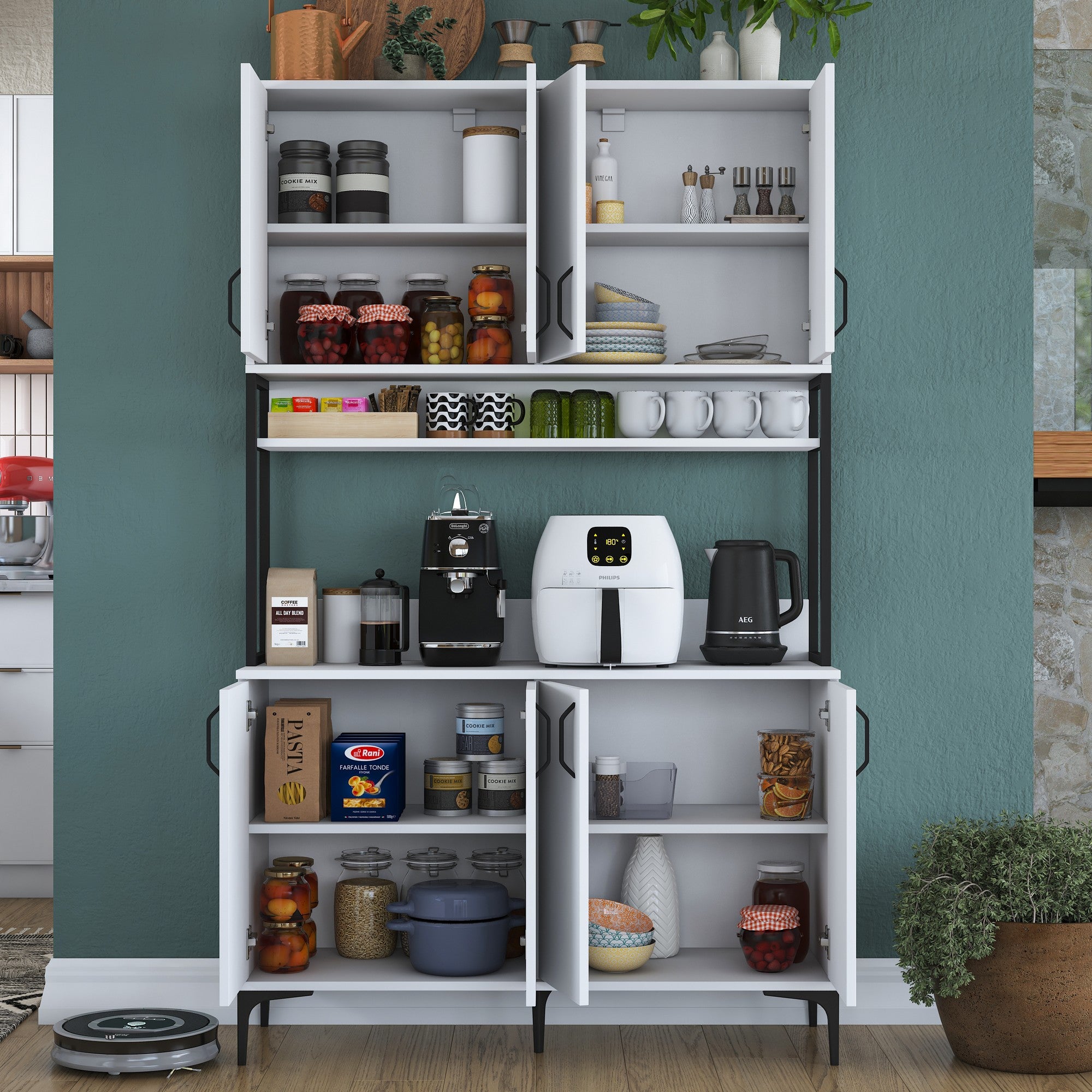 Armário multiuso – 120 cm x 198.6 cm x 40 cm – Branco – Aglomerado de madeira