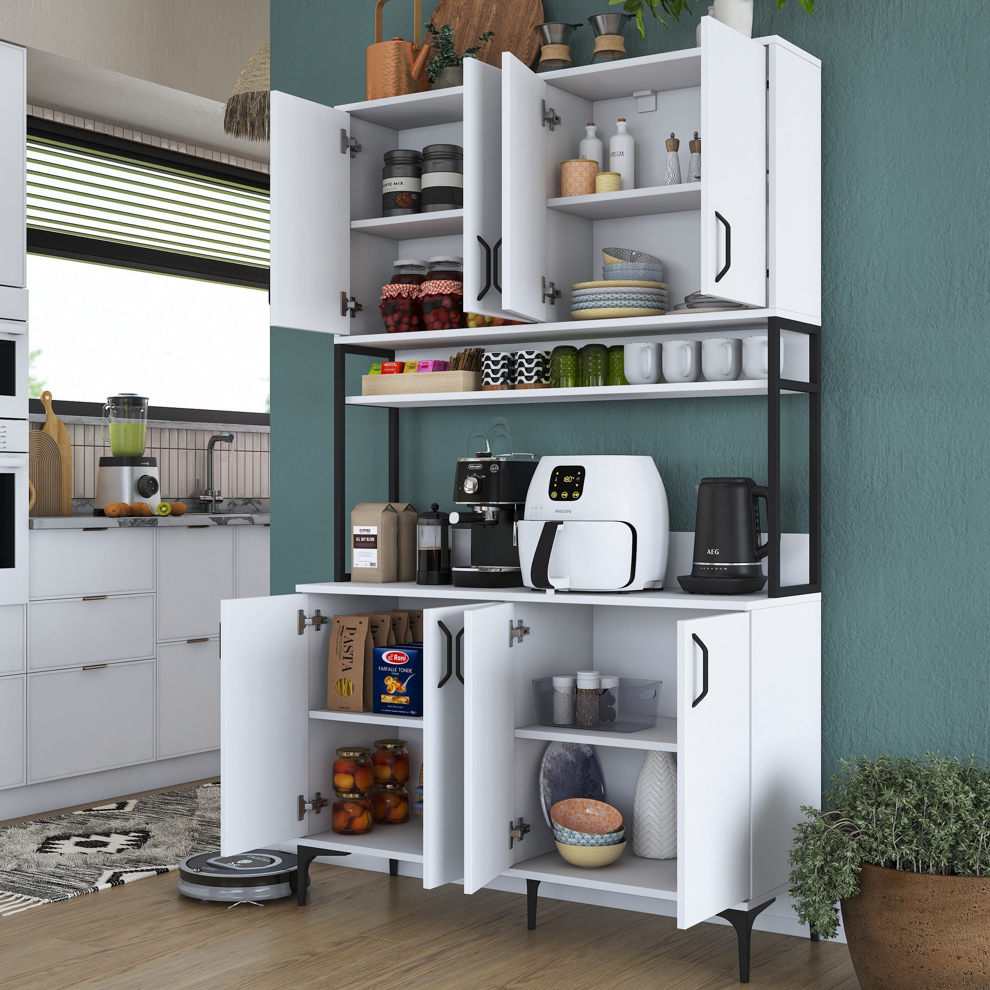 Armário multiuso – 120 cm x 198.6 cm x 40 cm – Branco – Aglomerado de madeira