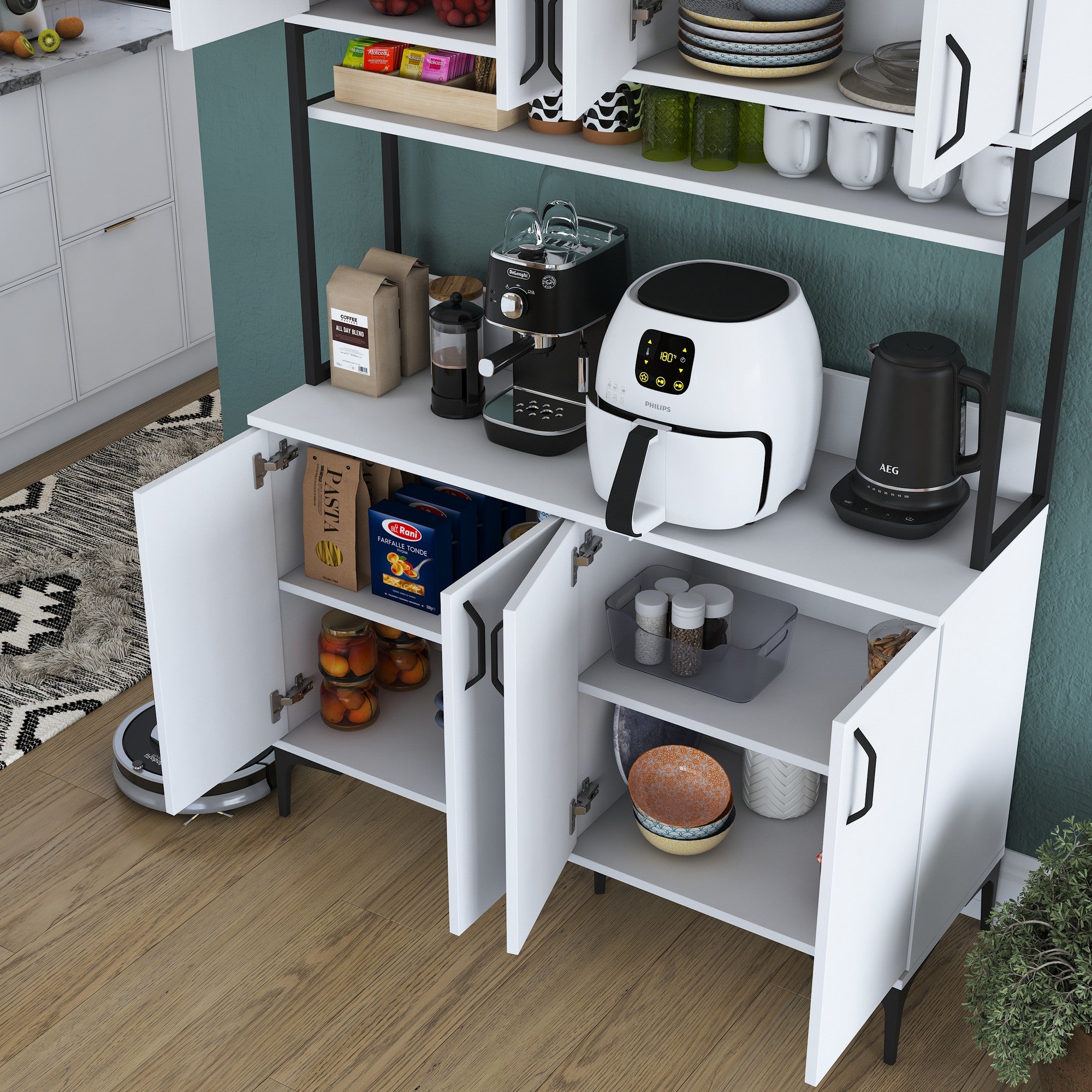 Armário multiuso – 120 cm x 198.6 cm x 40 cm – Branco – Aglomerado de madeira