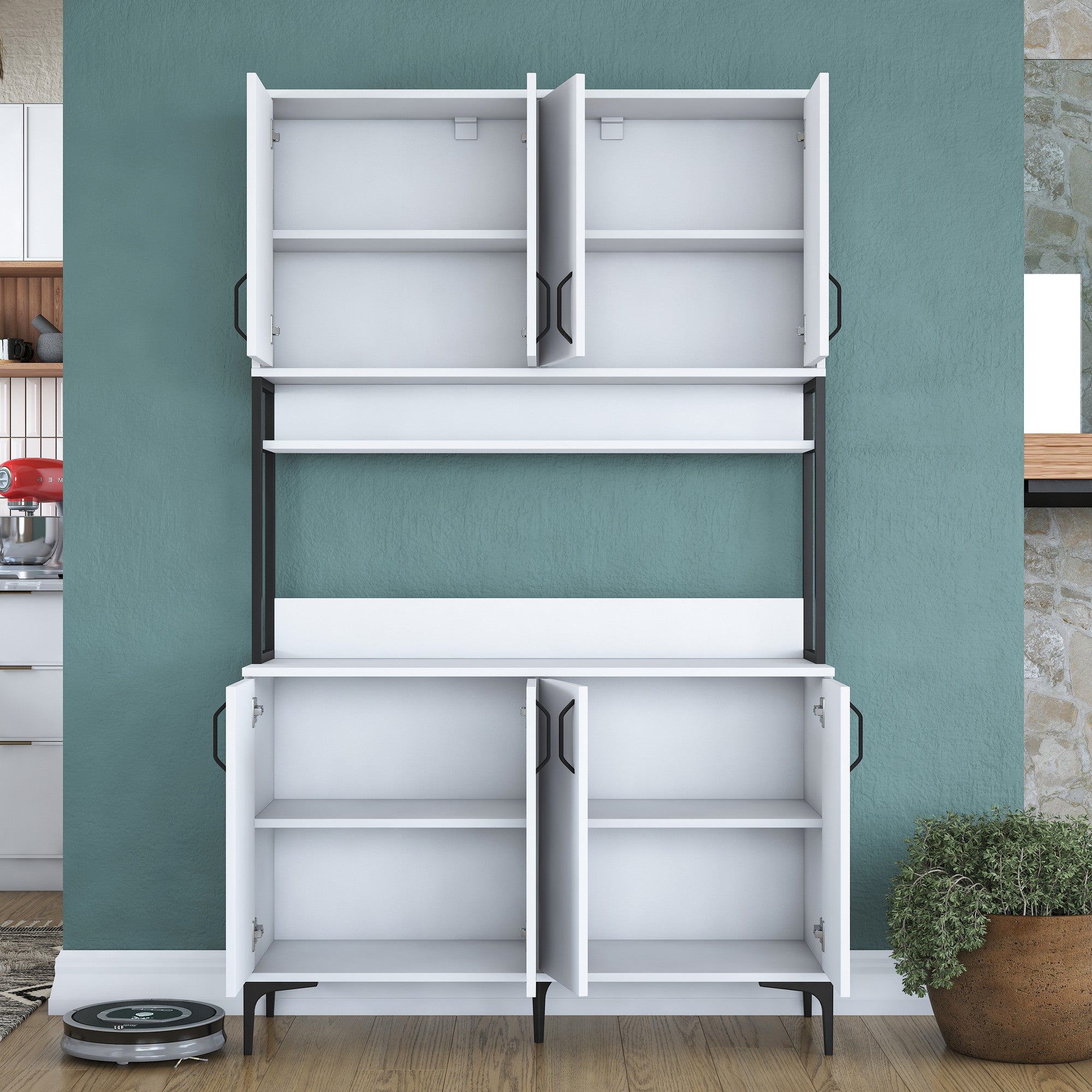 Armário multiuso – 120 cm x 198.6 cm x 40 cm – Branco – Aglomerado de madeira