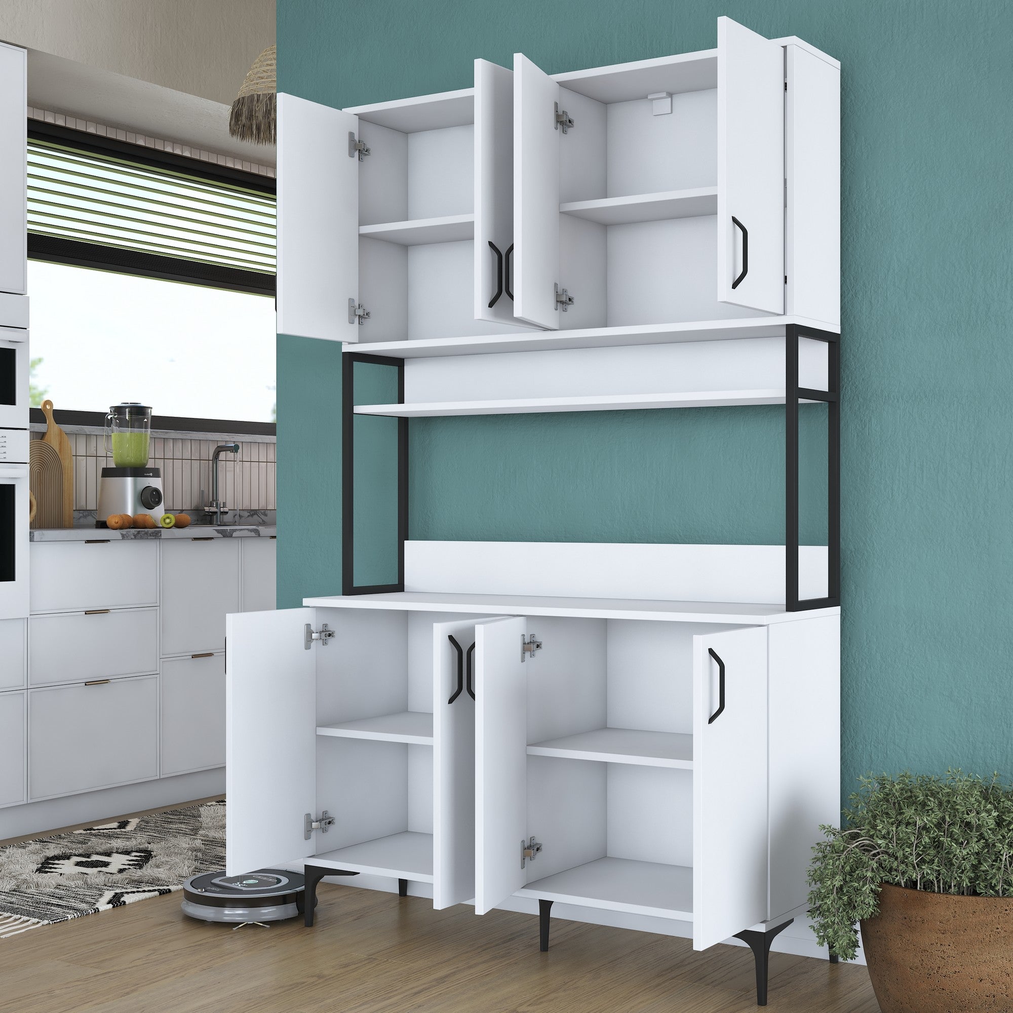 Armário multiuso – 120 cm x 198.6 cm x 40 cm – Branco – Aglomerado de madeira