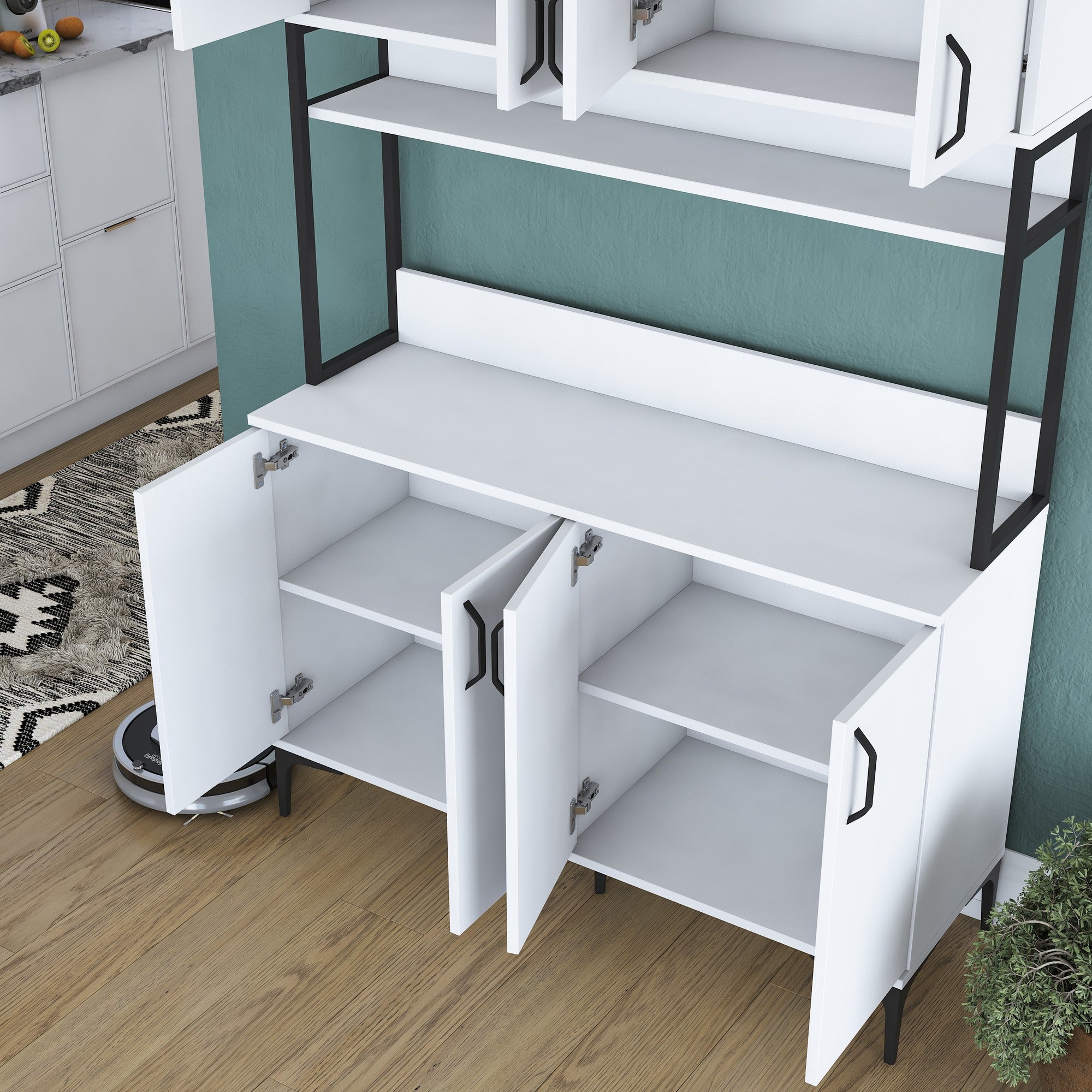 Armário multiuso – 120 cm x 198.6 cm x 40 cm – Branco – Aglomerado de madeira