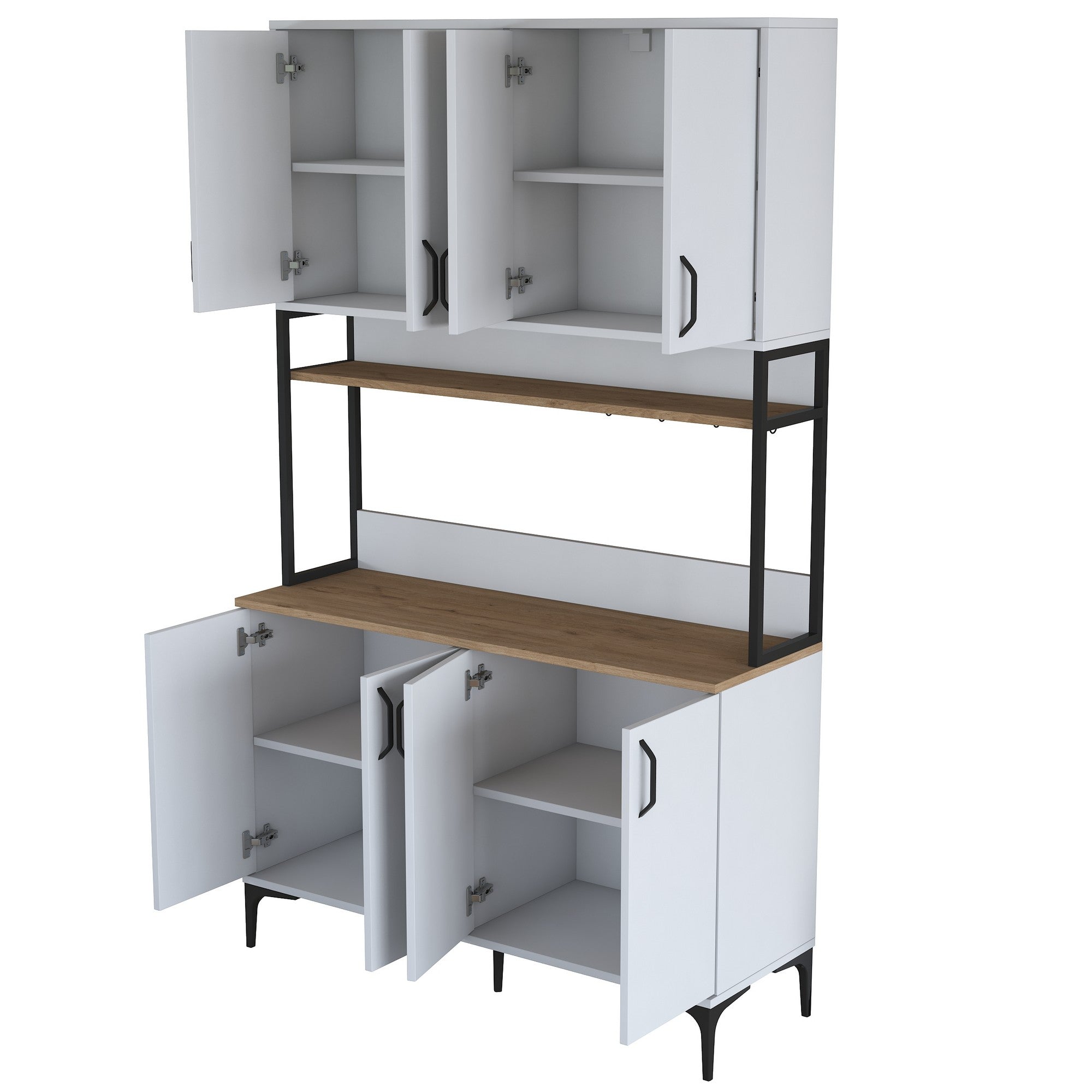 Armário Multiuso – 120 cm x 198,6 cm x 40 cm – Nogueira e Branca – Aglomerado