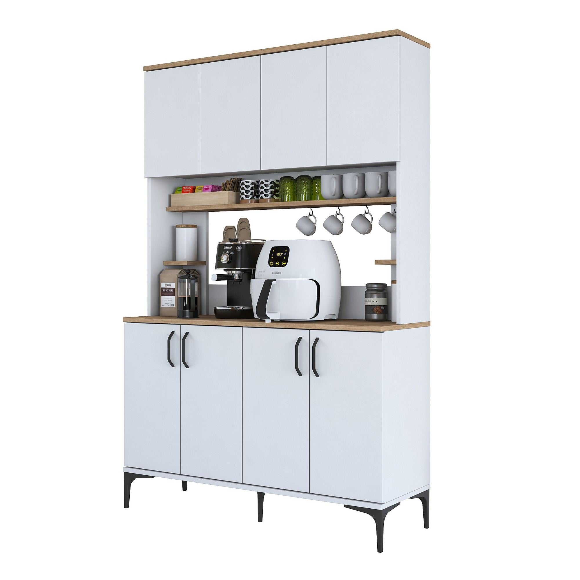 Armário Multiuso – 120 cm x 184,2 cm x 40 cm – Nogueira e Branco – Aglomerado de Melamina