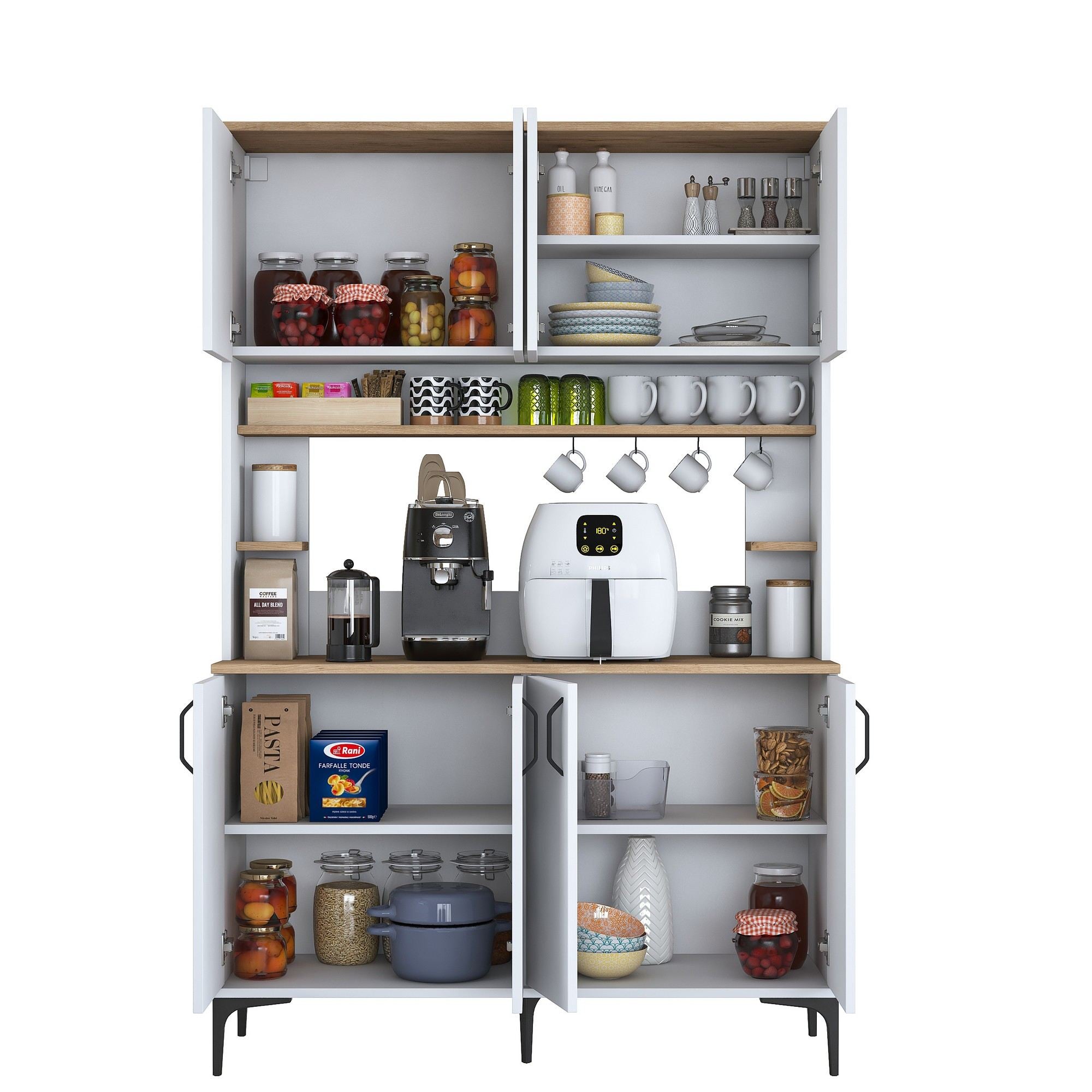 Armário Multiuso – 120 cm x 184,2 cm x 40 cm – Nogueira e Branco – Aglomerado de Melamina