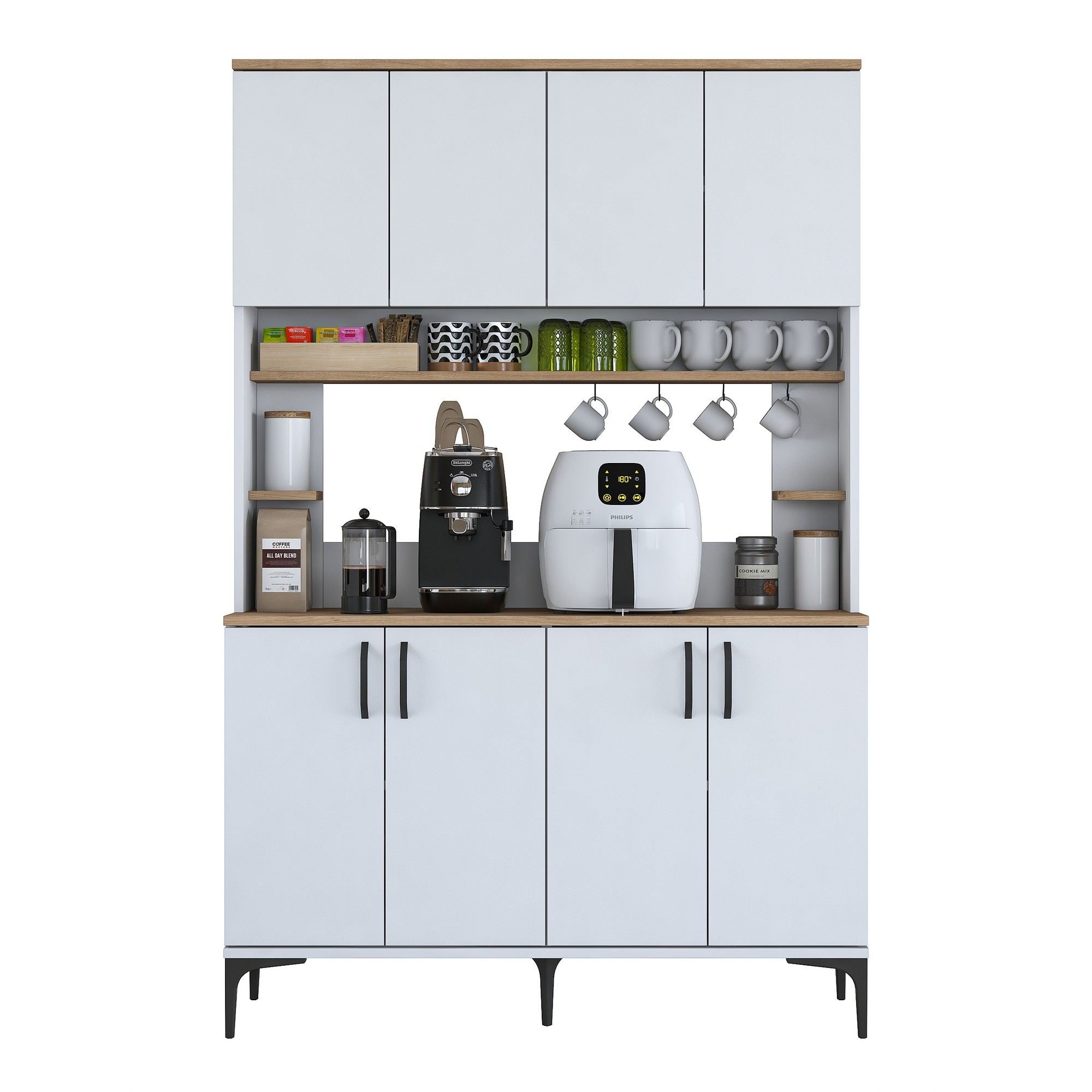 Armário Multiuso – 120 cm x 184,2 cm x 40 cm – Nogueira e Branco – Aglomerado de Melamina