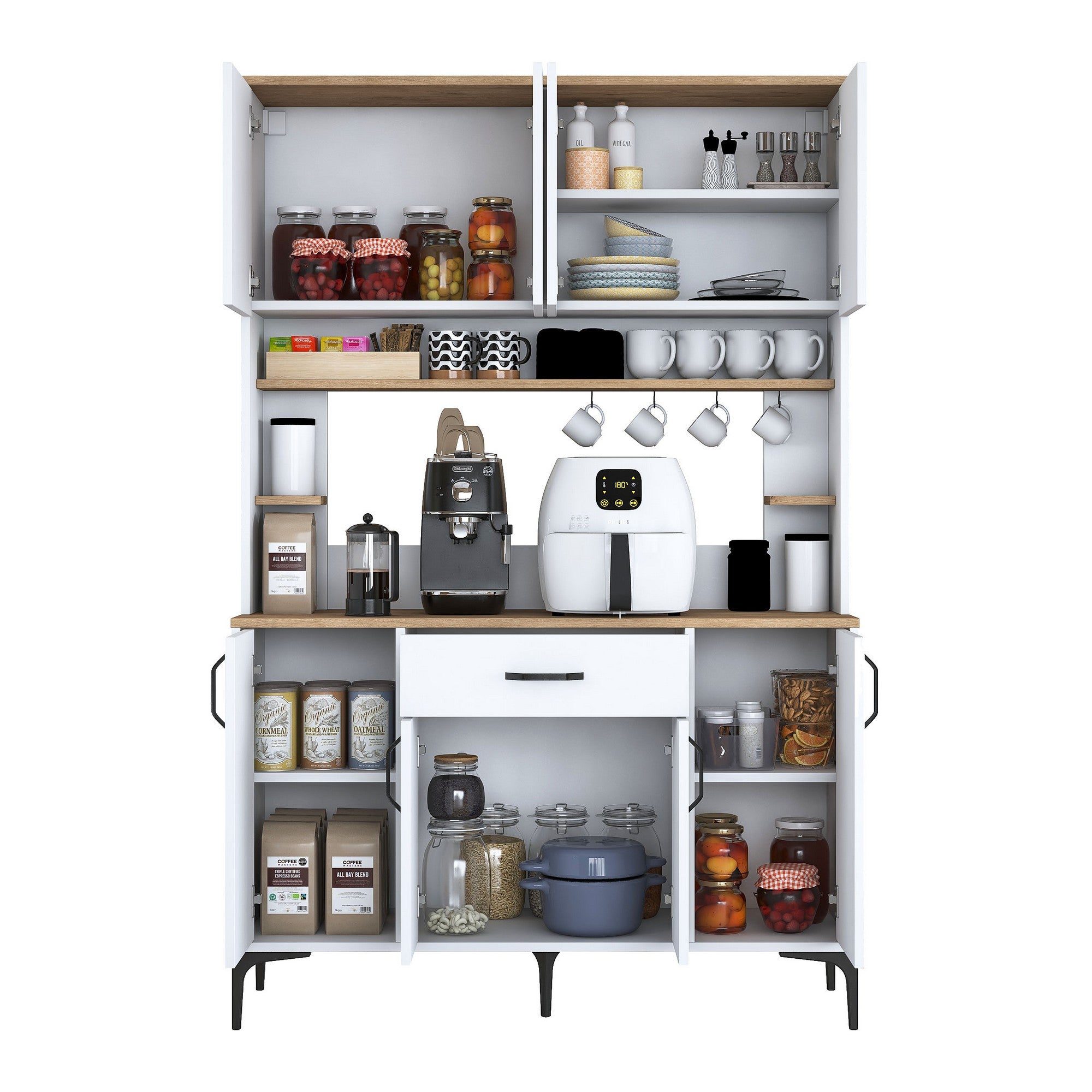 Armário multifuncional – 120 cm x 184,2 cm x 40 cm – Branco – Aglomerado de madeira