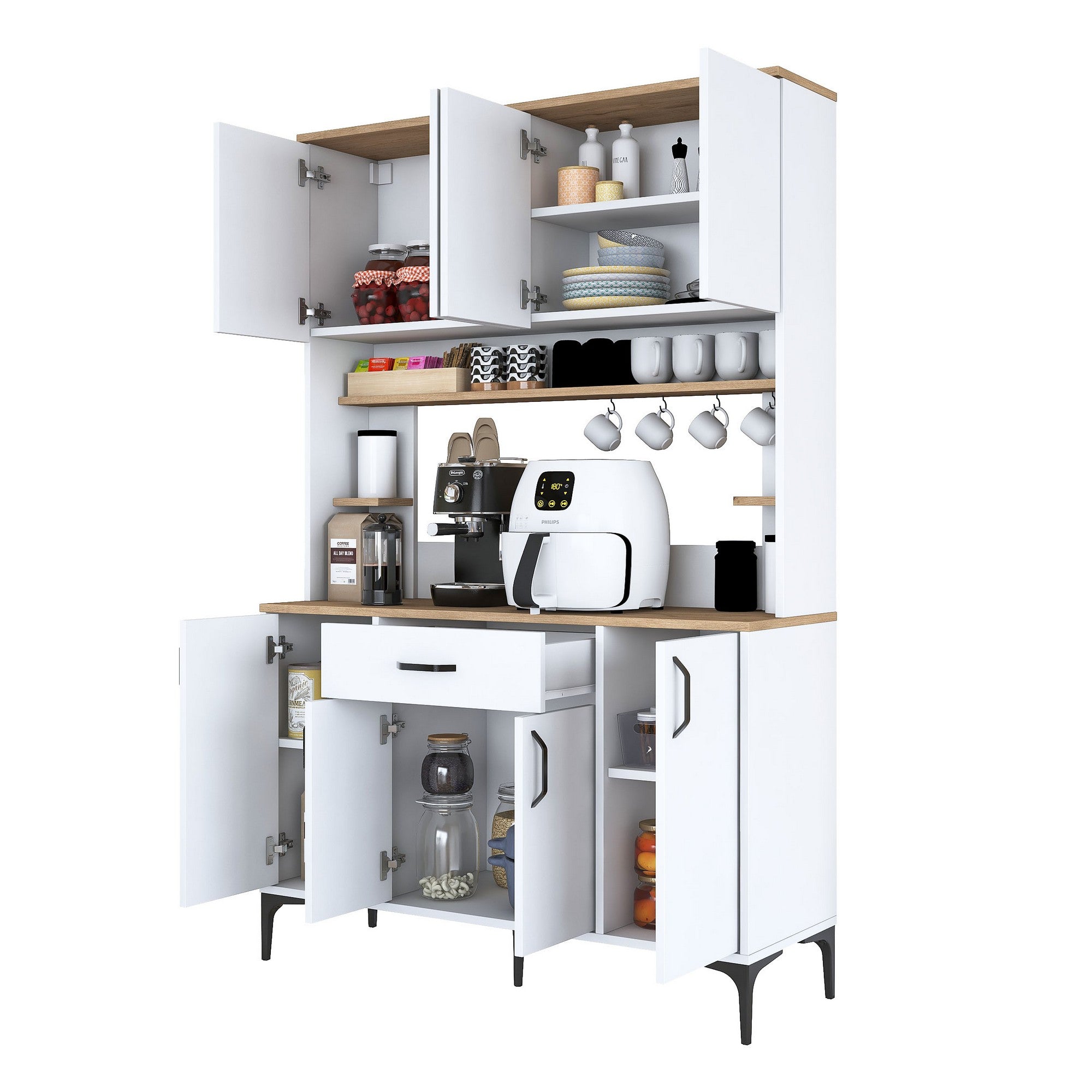 Armário multifuncional – 120 cm x 184,2 cm x 40 cm – Branco – Aglomerado de madeira