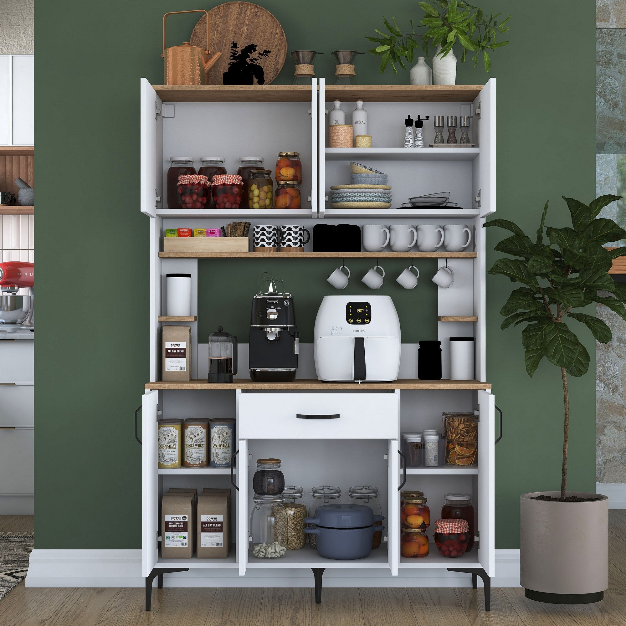 Armário multifuncional – 120 cm x 184,2 cm x 40 cm – Branco – Aglomerado de madeira