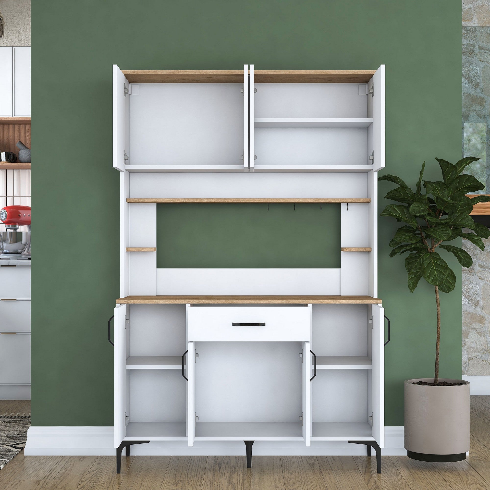 Armário multifuncional – 120 cm x 184,2 cm x 40 cm – Branco – Aglomerado de madeira