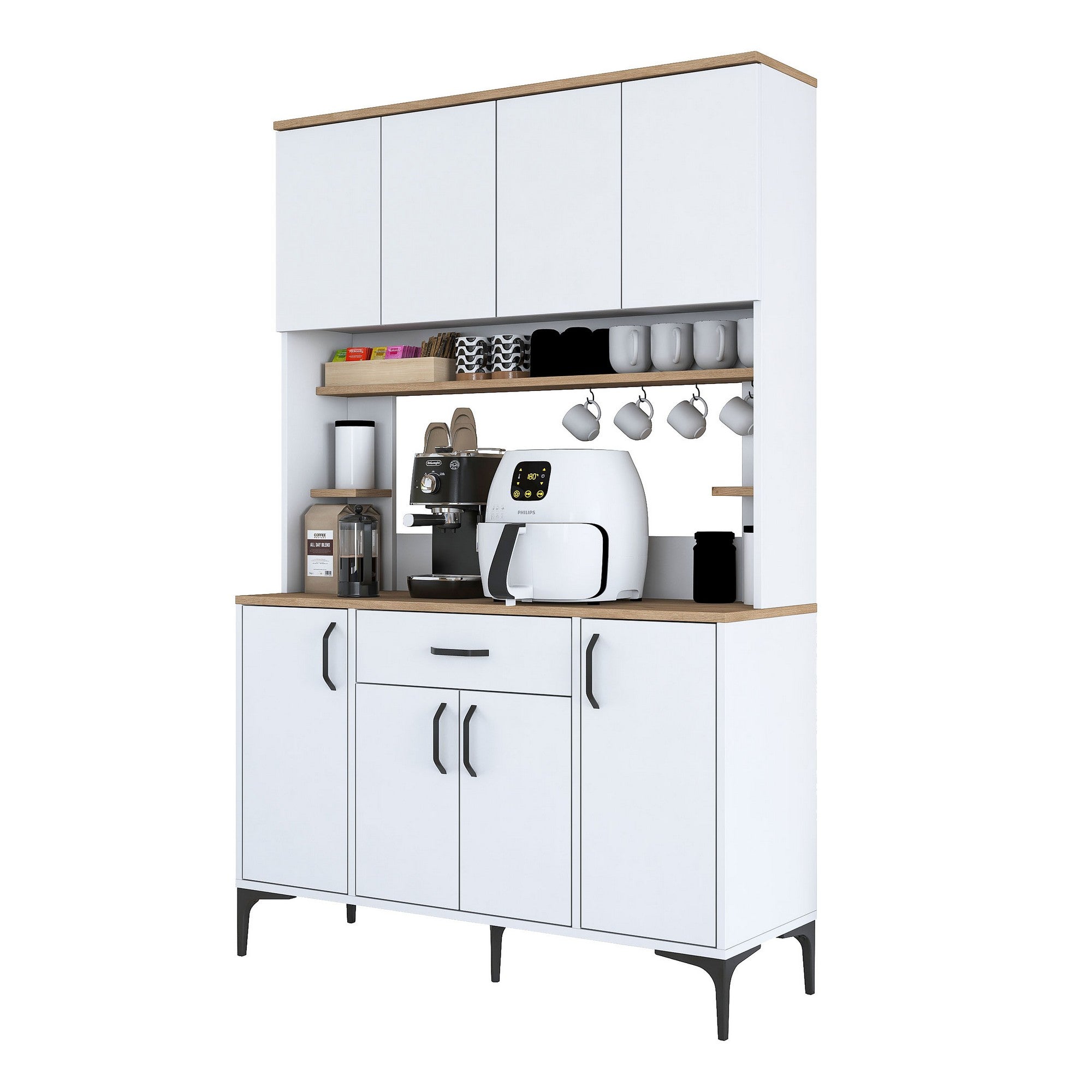 Armário multifuncional – 120 cm x 184,2 cm x 40 cm – Branco – Aglomerado de madeira