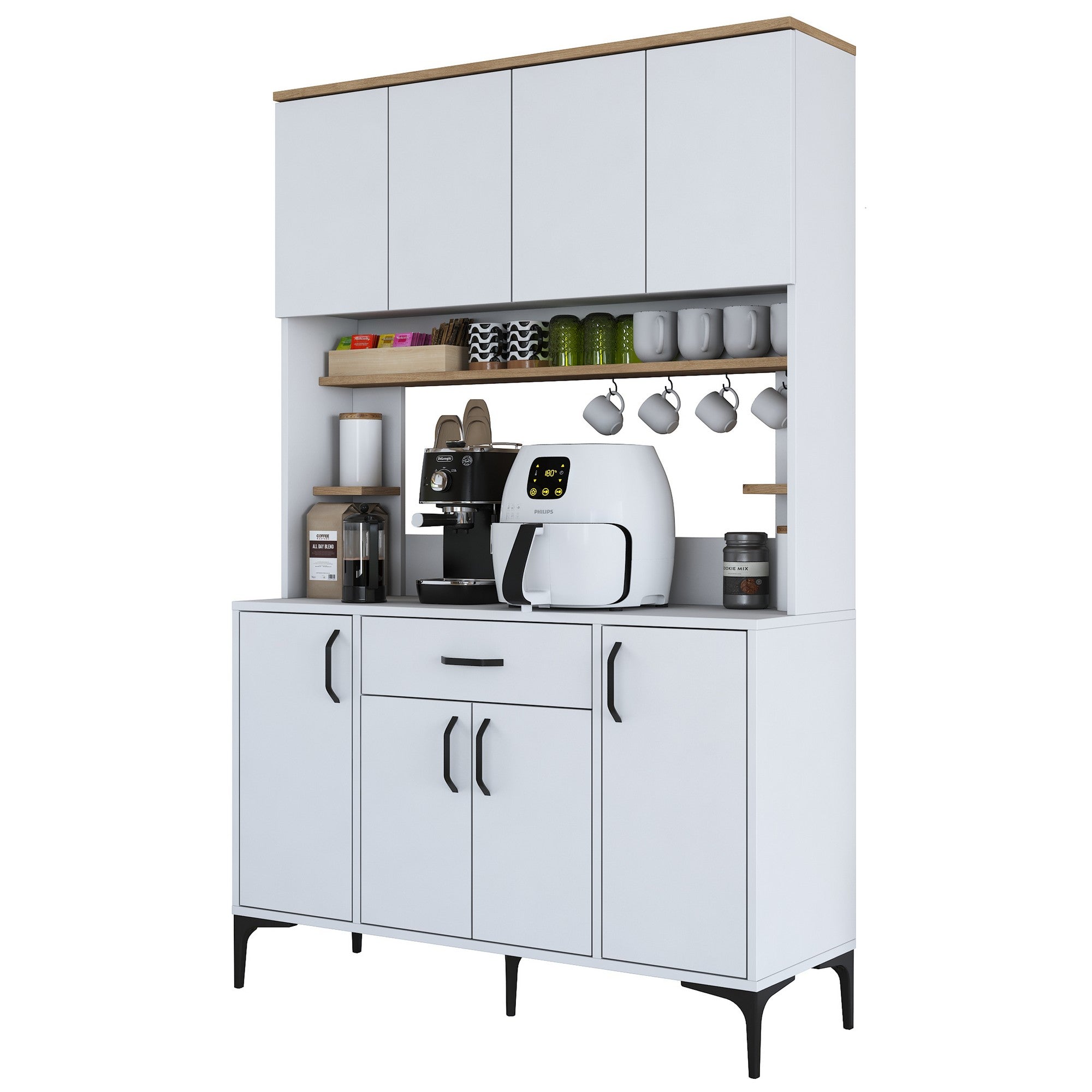 Armário Multiuso – 120 cm x 184,2 cm x 40 cm – Nogueira e Branco – MDF