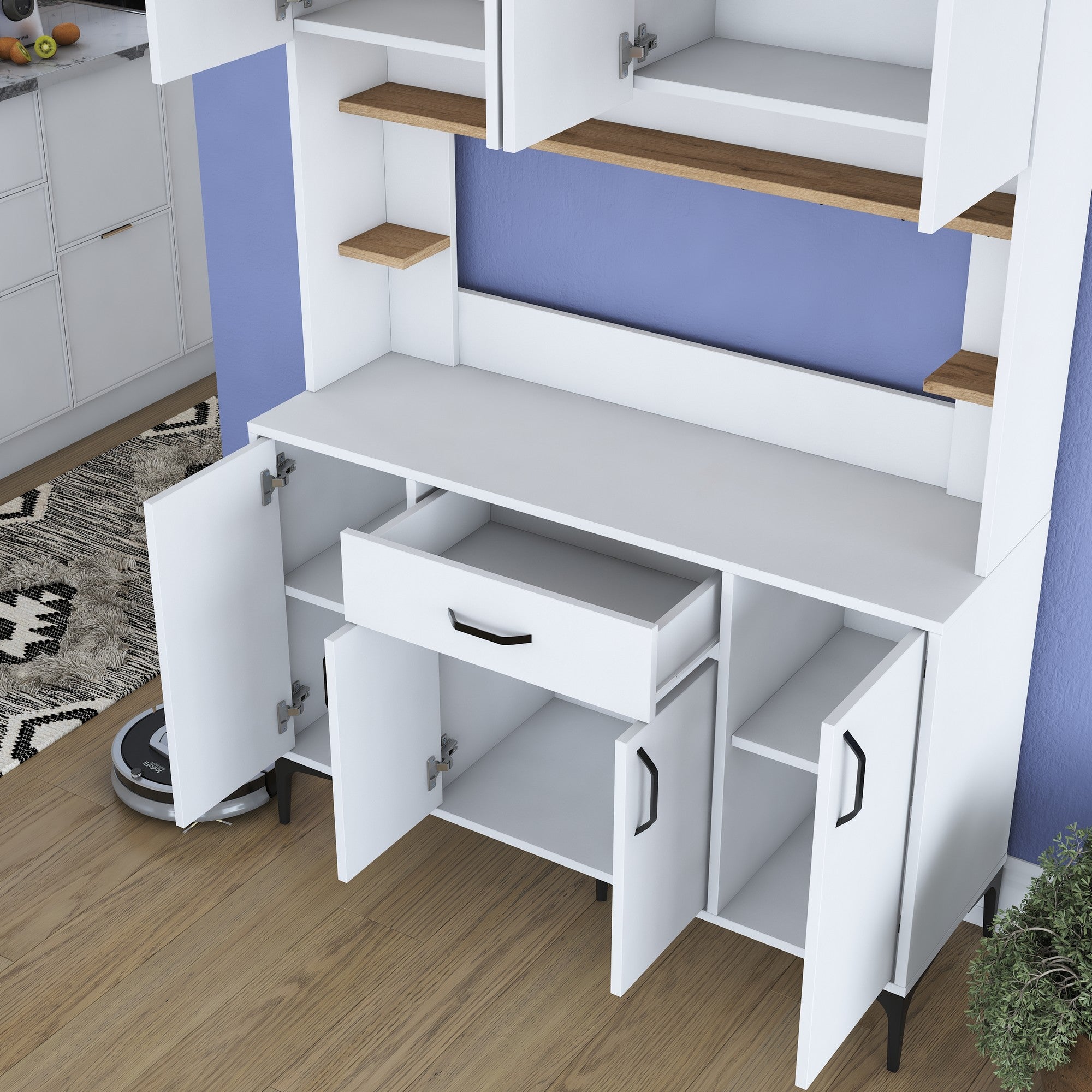 Armário Multiuso – 120 cm x 184,2 cm x 40 cm – Nogueira e Branco – MDF