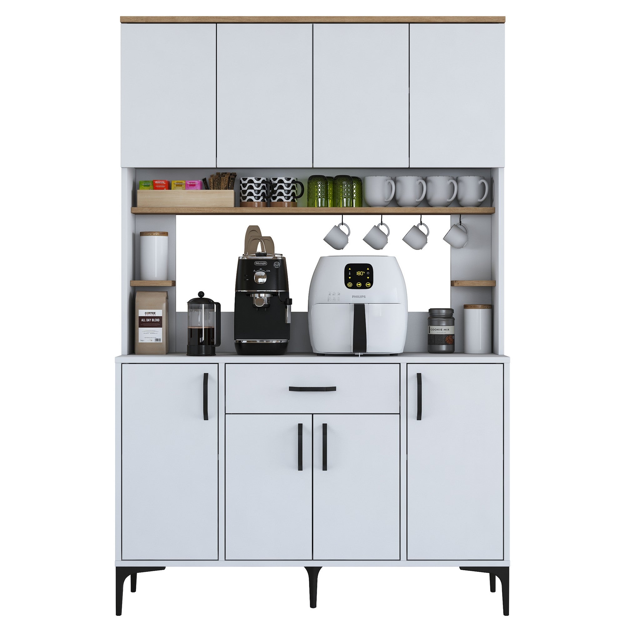 Armário Multiuso – 120 cm x 184,2 cm x 40 cm – Nogueira e Branco – MDF