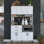 Armário Multiuso – 120 cm x 204,2 cm x 40 cm – Nogueira e Branco – MDF