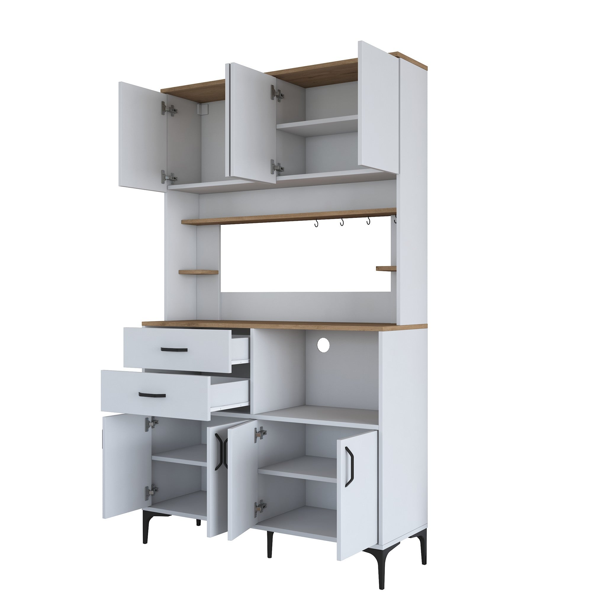 Armário Multiuso – 120 cm x 204,2 cm x 40 cm – Nogueira e Branco – MDF