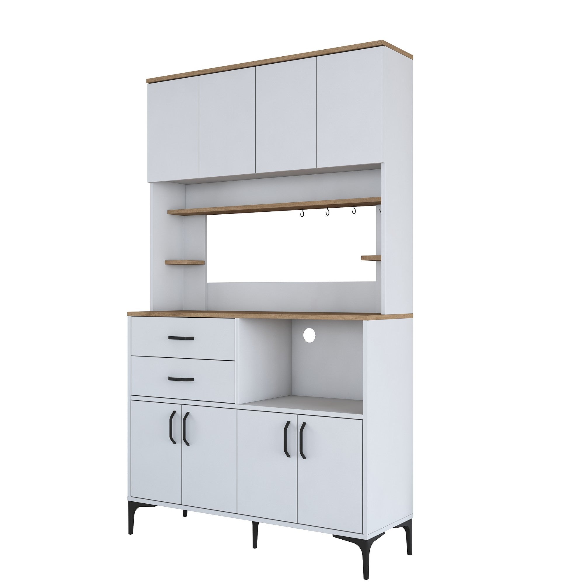 Armário Multiuso – 120 cm x 204,2 cm x 40 cm – Nogueira e Branco – MDF