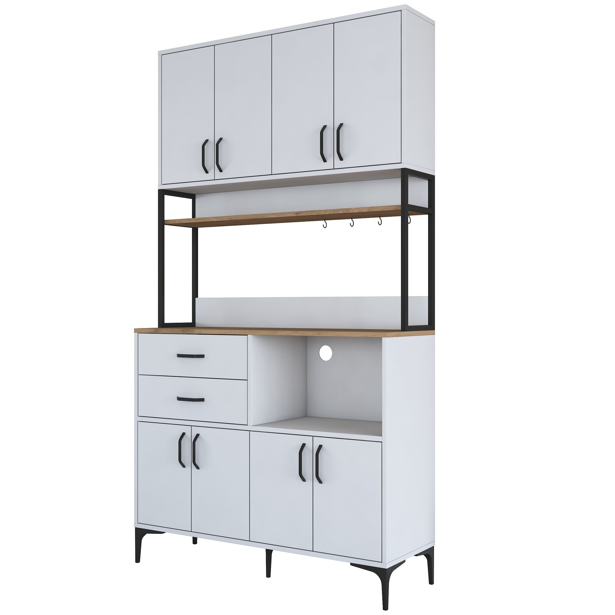 Armário Multiuso – 120 cm x 218,6 cm x 40 cm – Nogueira e Branco – Aglomerado com Melamina