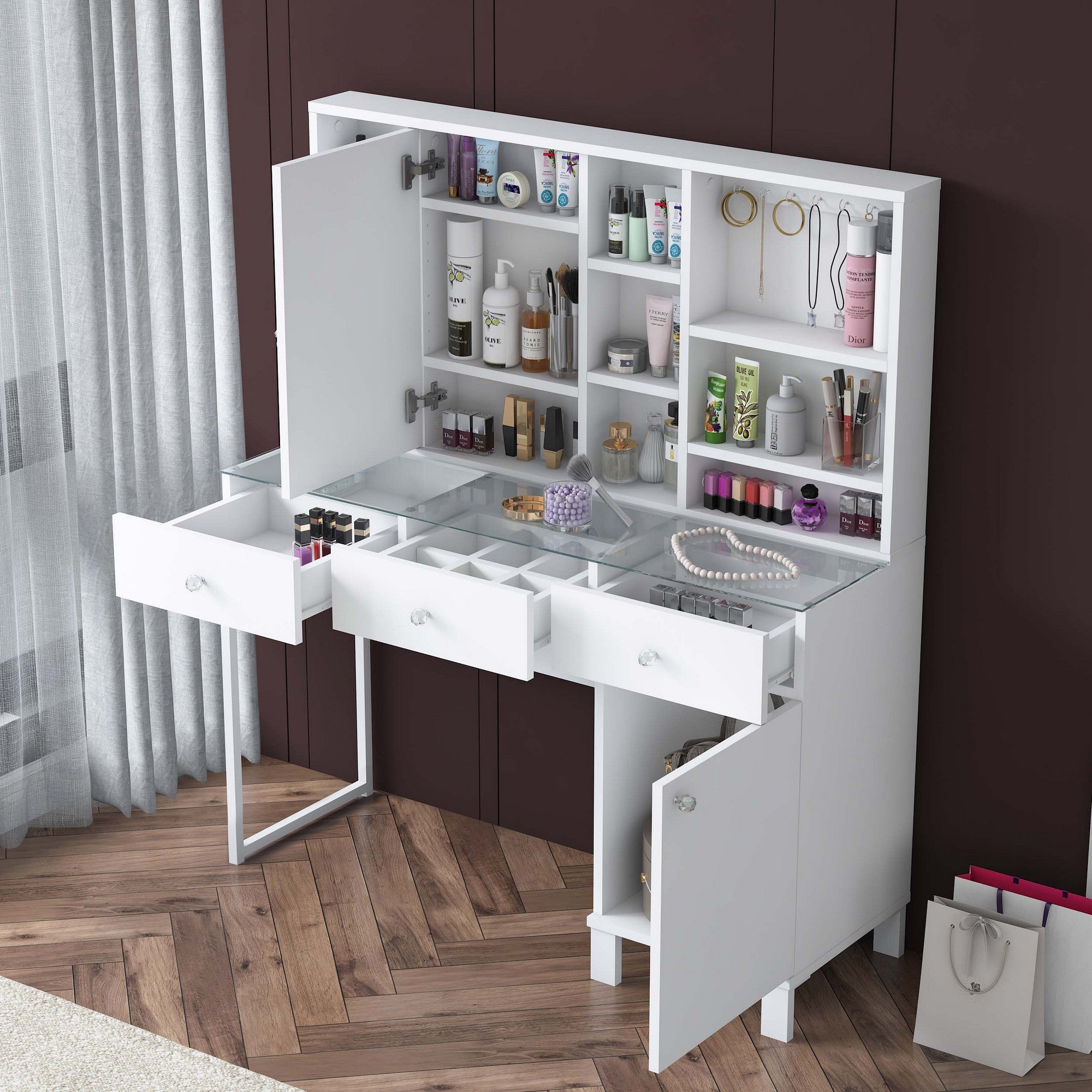 Toucador em MDF – 120cm x 136,8cm x 40cm – Branco – MDF