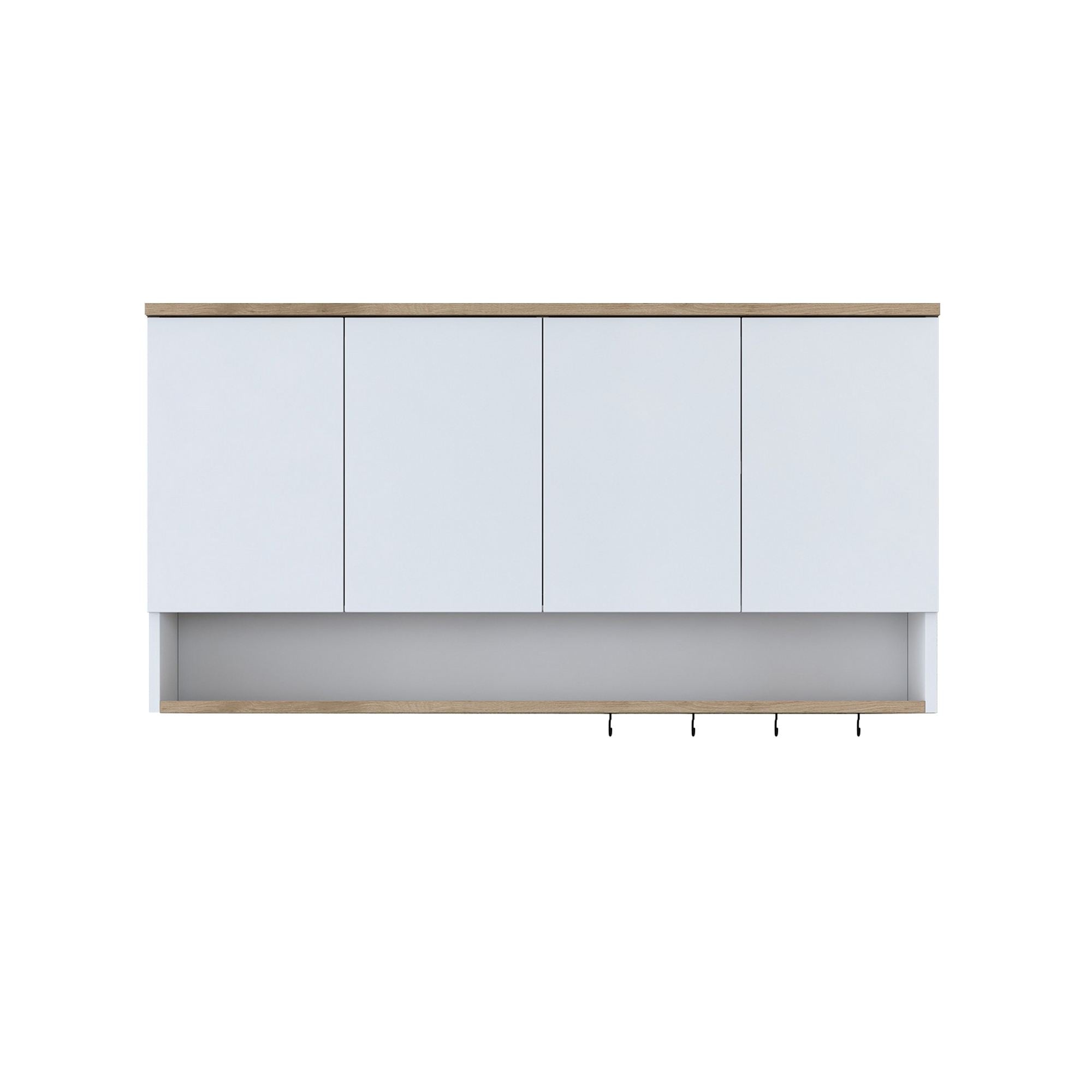 Armário de Parede – 120 cm x 61,8 cm x 27,5 cm – Nogueira e Branco – Aglomerado