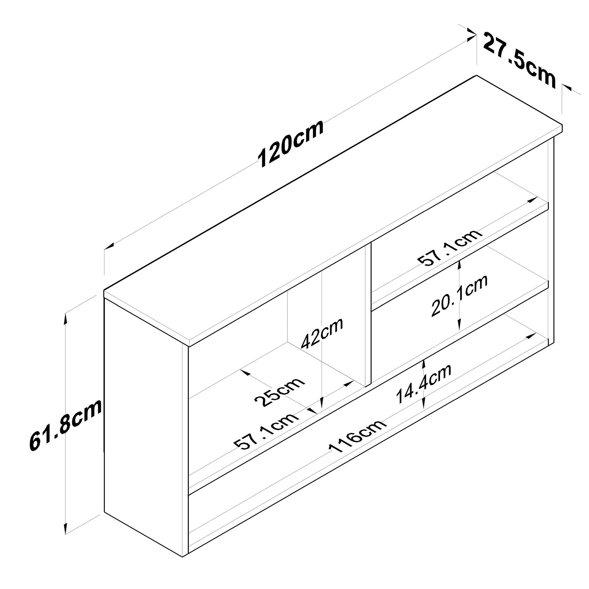 Armário de Parede – 120 cm x 61,8 cm x 27,5 cm – Nogueira e Branco – Aglomerado