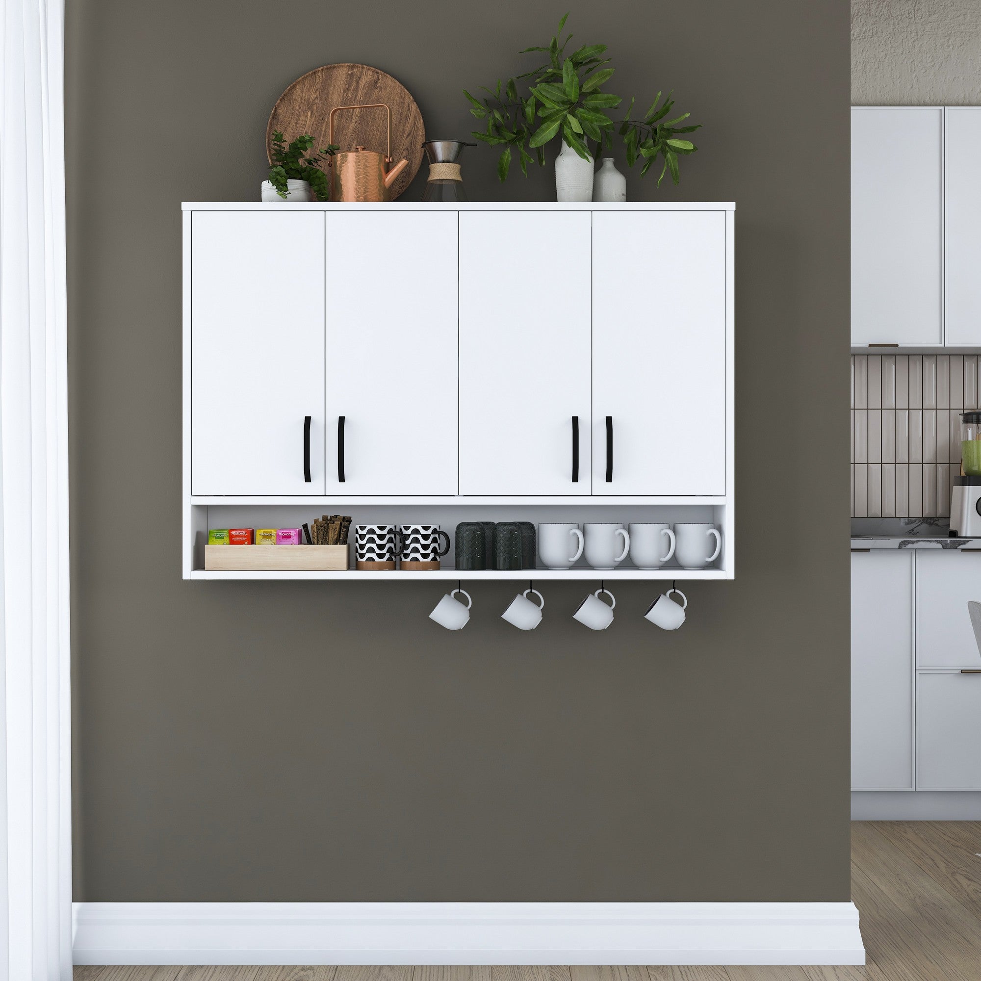 Armário de Parede – 120 cm x 61,8 cm x 27,5 cm – Branco – MDF com Revestimento de Melamina E1