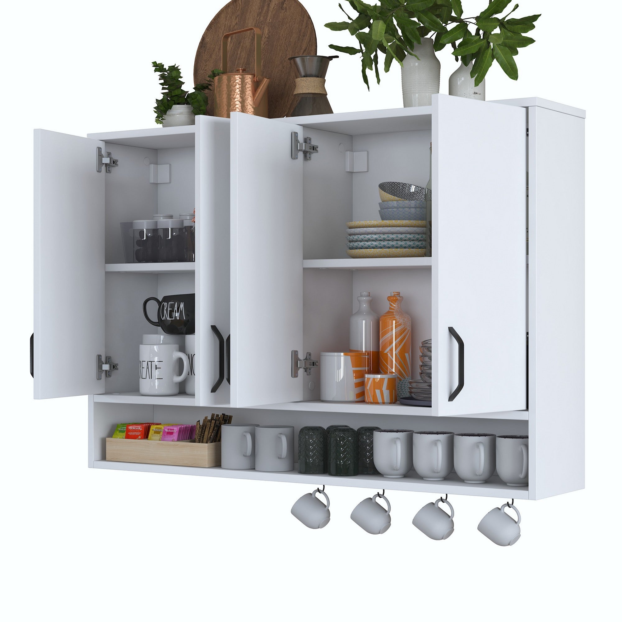 Armário de Parede – 120 cm x 61,8 cm x 27,5 cm – Branco – MDF com Revestimento de Melamina E1