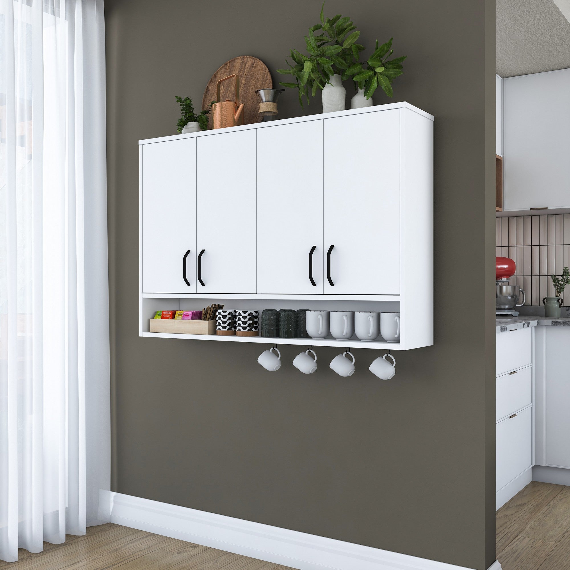 Armário de Parede – 120 cm x 61,8 cm x 27,5 cm – Branco – MDF com Revestimento de Melamina E1