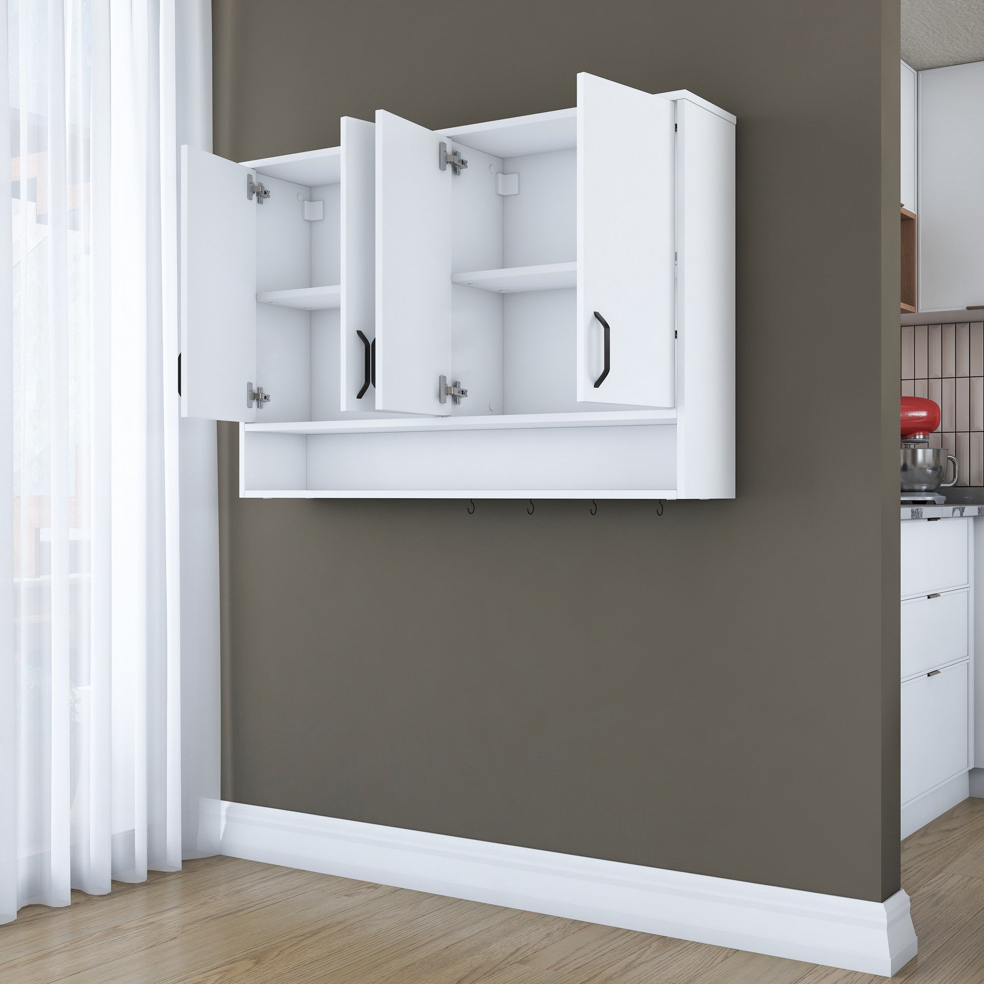 Armário de Parede – 120 cm x 61,8 cm x 27,5 cm – Branco – MDF com Revestimento de Melamina E1