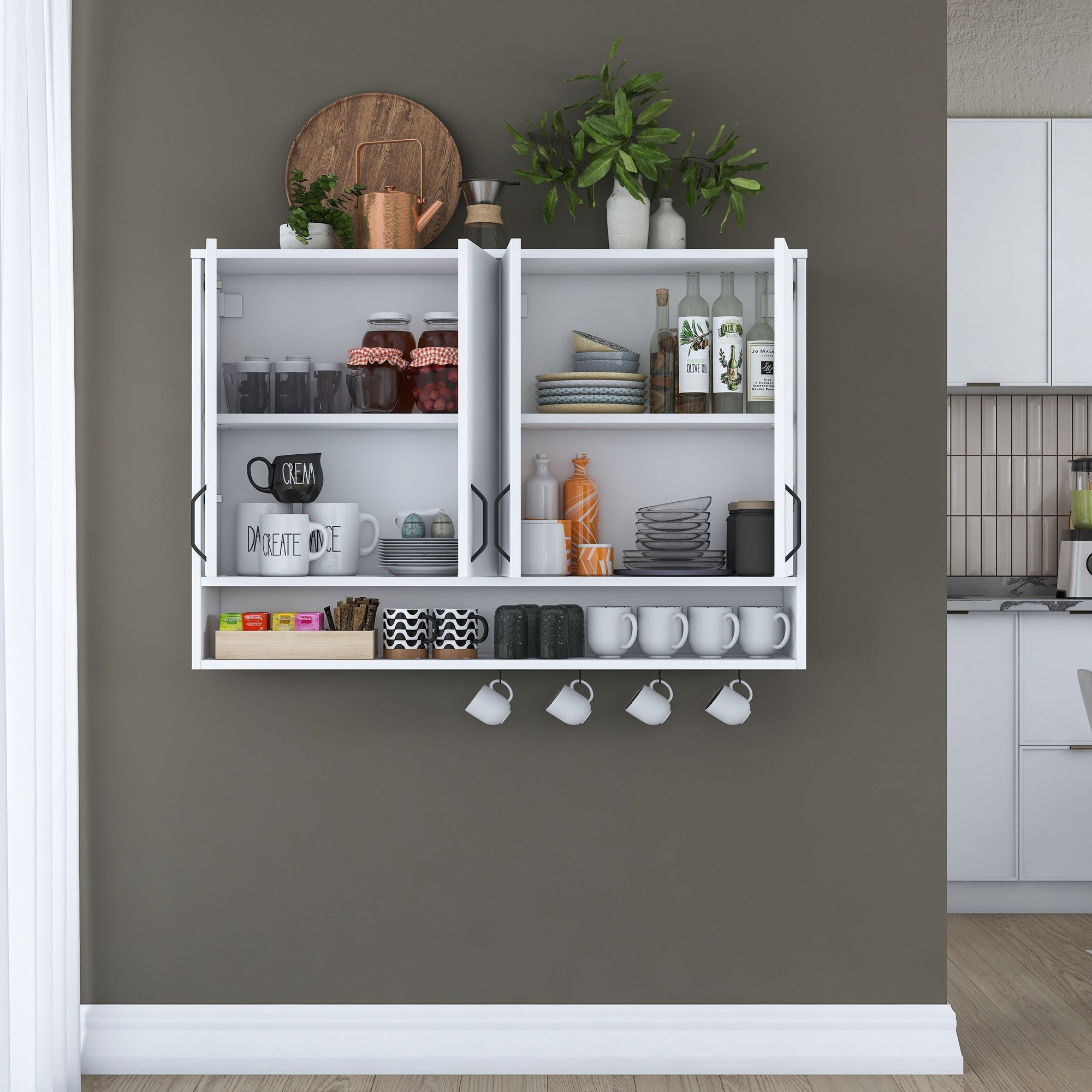 Armário de Parede – 120 cm x 61,8 cm x 27,5 cm – Branco – MDF com Revestimento de Melamina E1