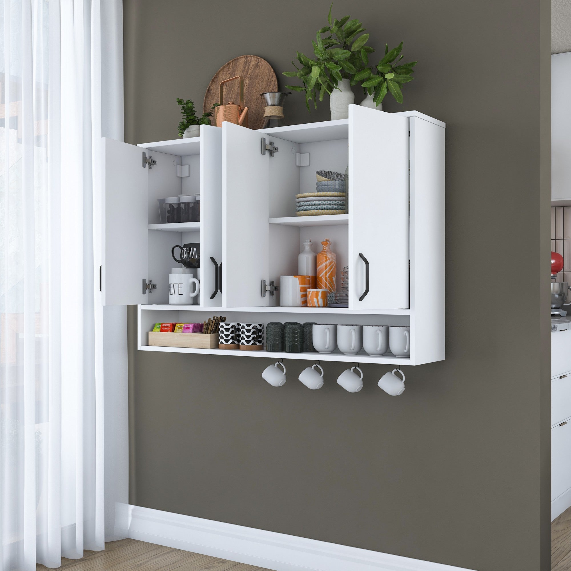 Armário de Parede – 120 cm x 61,8 cm x 27,5 cm – Branco – MDF com Revestimento de Melamina E1