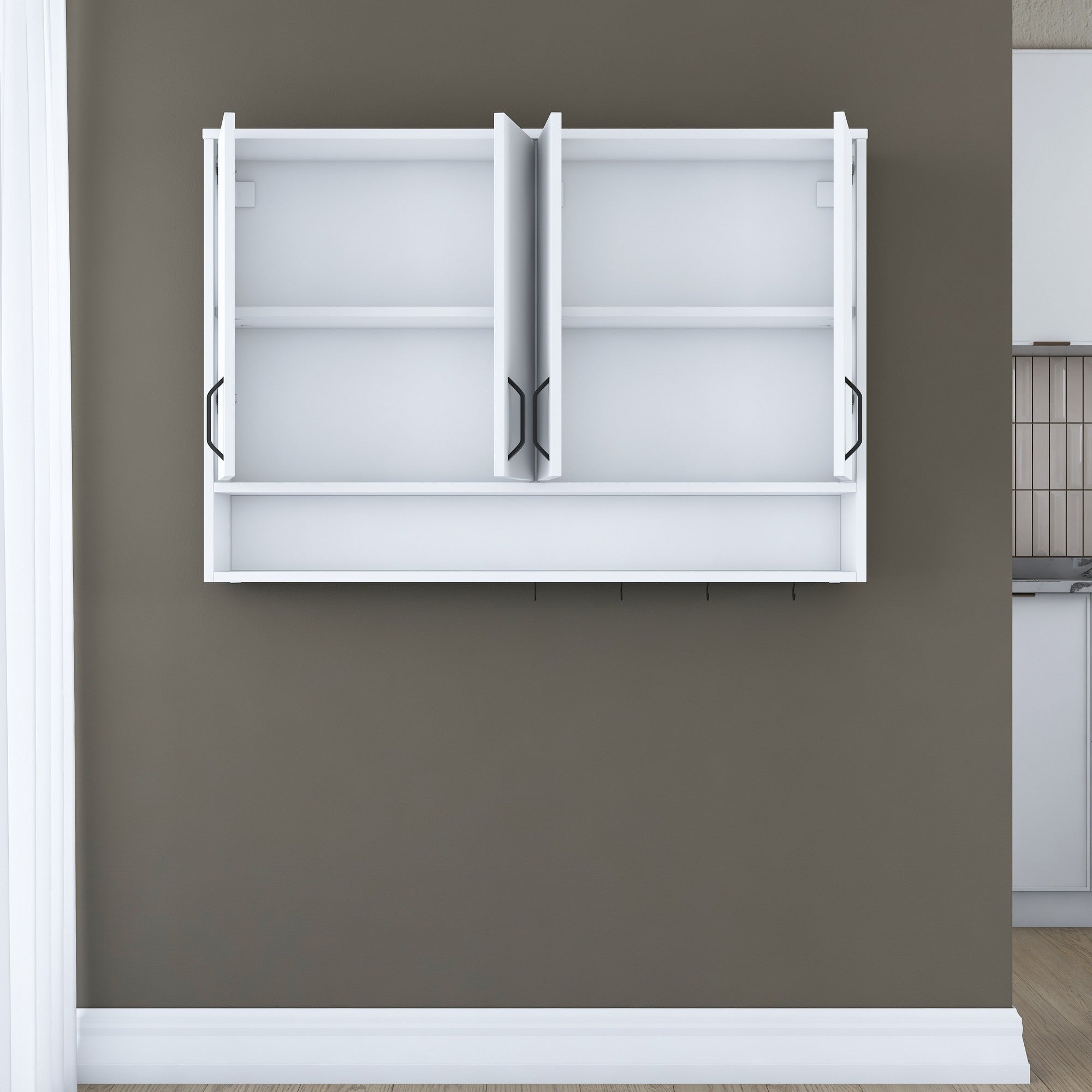 Armário de Parede – 120 cm x 61,8 cm x 27,5 cm – Branco – MDF com Revestimento de Melamina E1