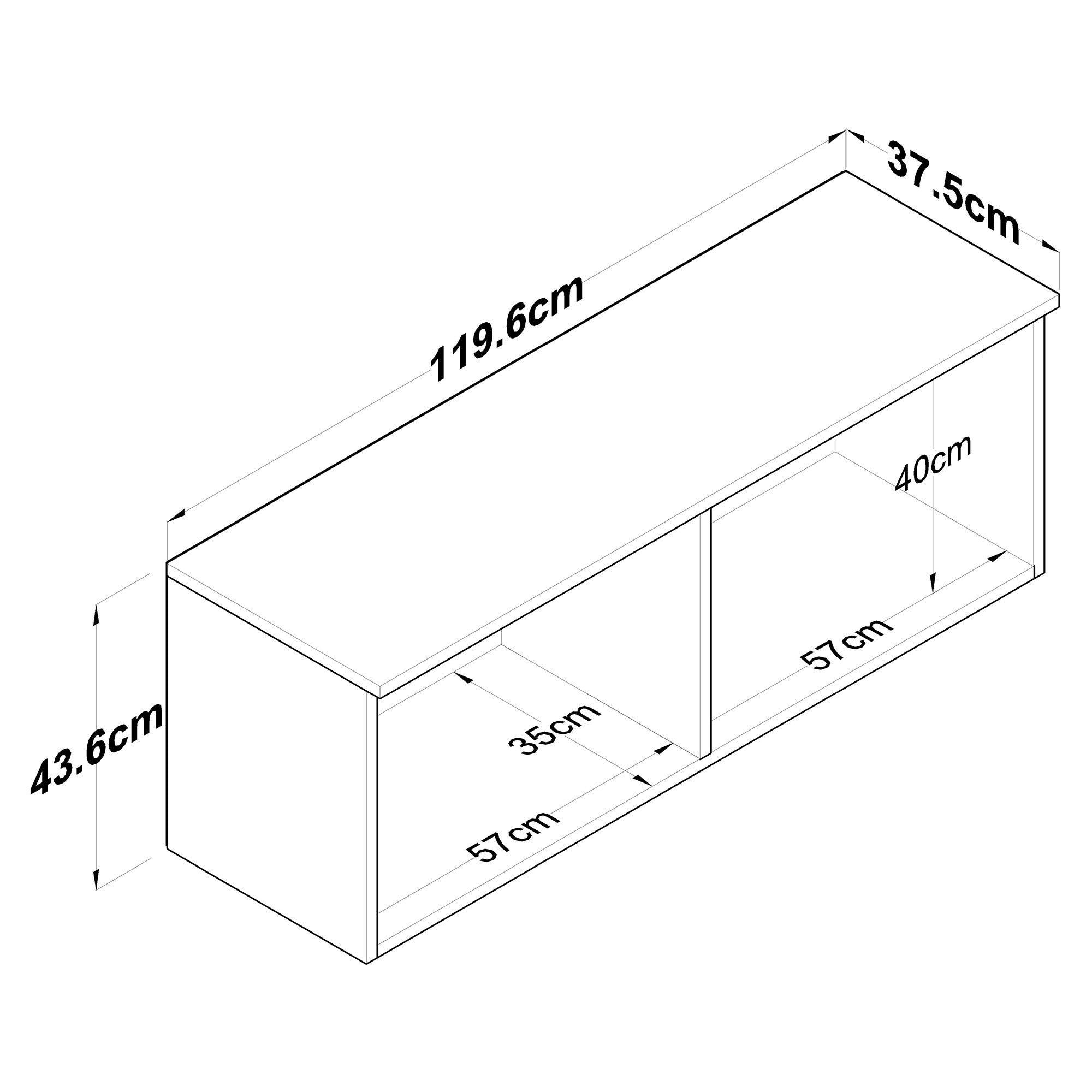 Armário de Parede – 119,6 cm x 43,6 cm x 37,5 cm – Nogueira e Branco – MDF