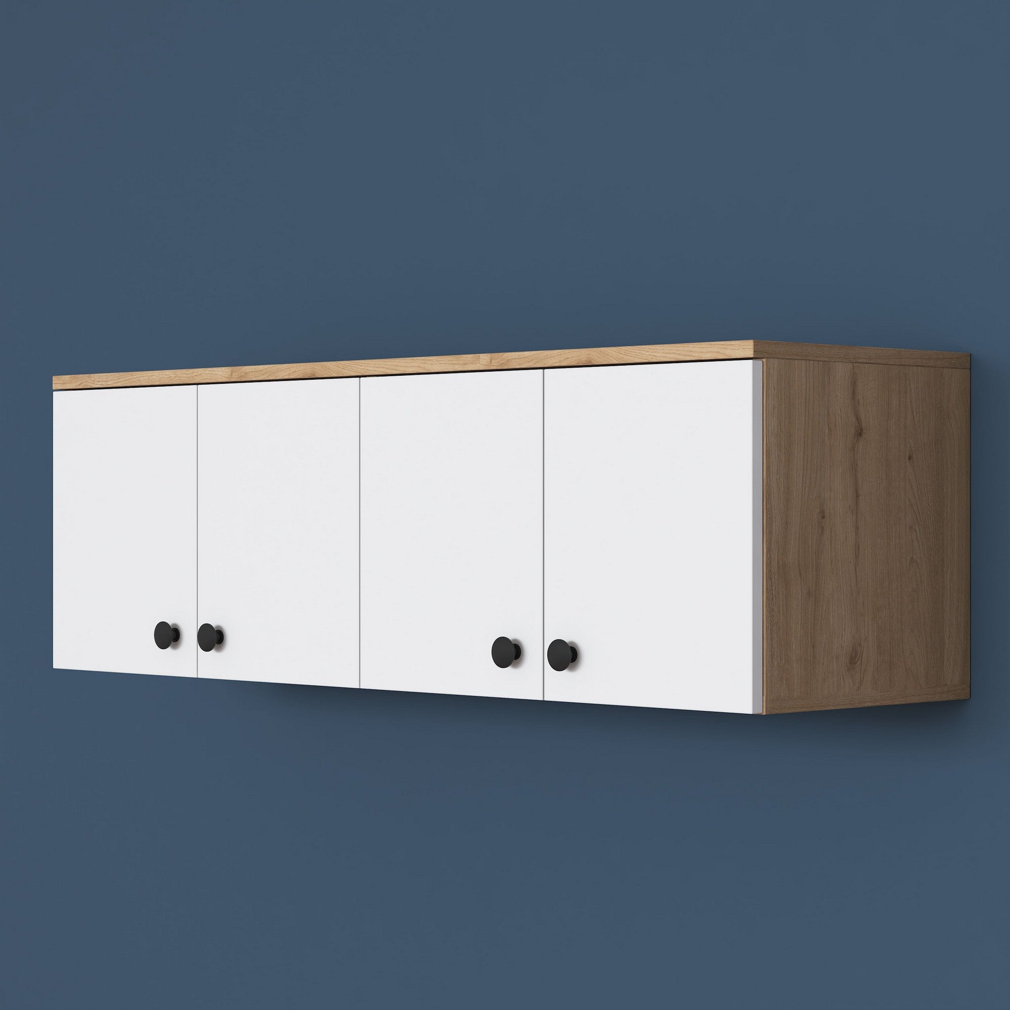 Armário de Parede – 119,6 cm x 43,6 cm x 37,5 cm – Nogueira e Branco – MDF