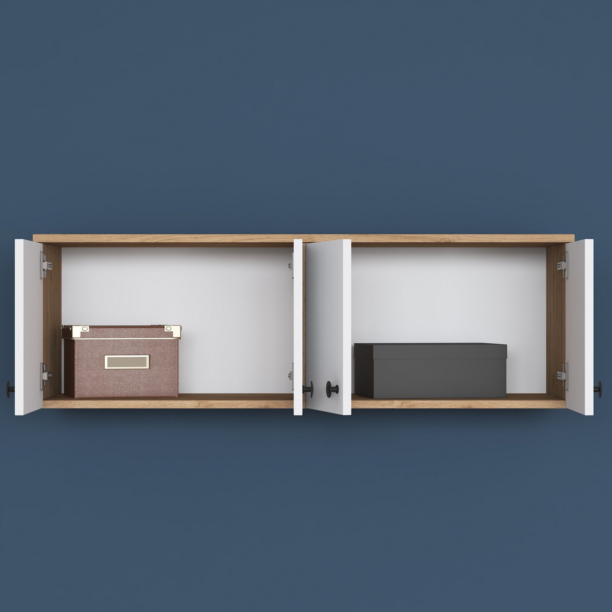 Armário de Parede – 119,6 cm x 43,6 cm x 37,5 cm – Nogueira e Branco – MDF