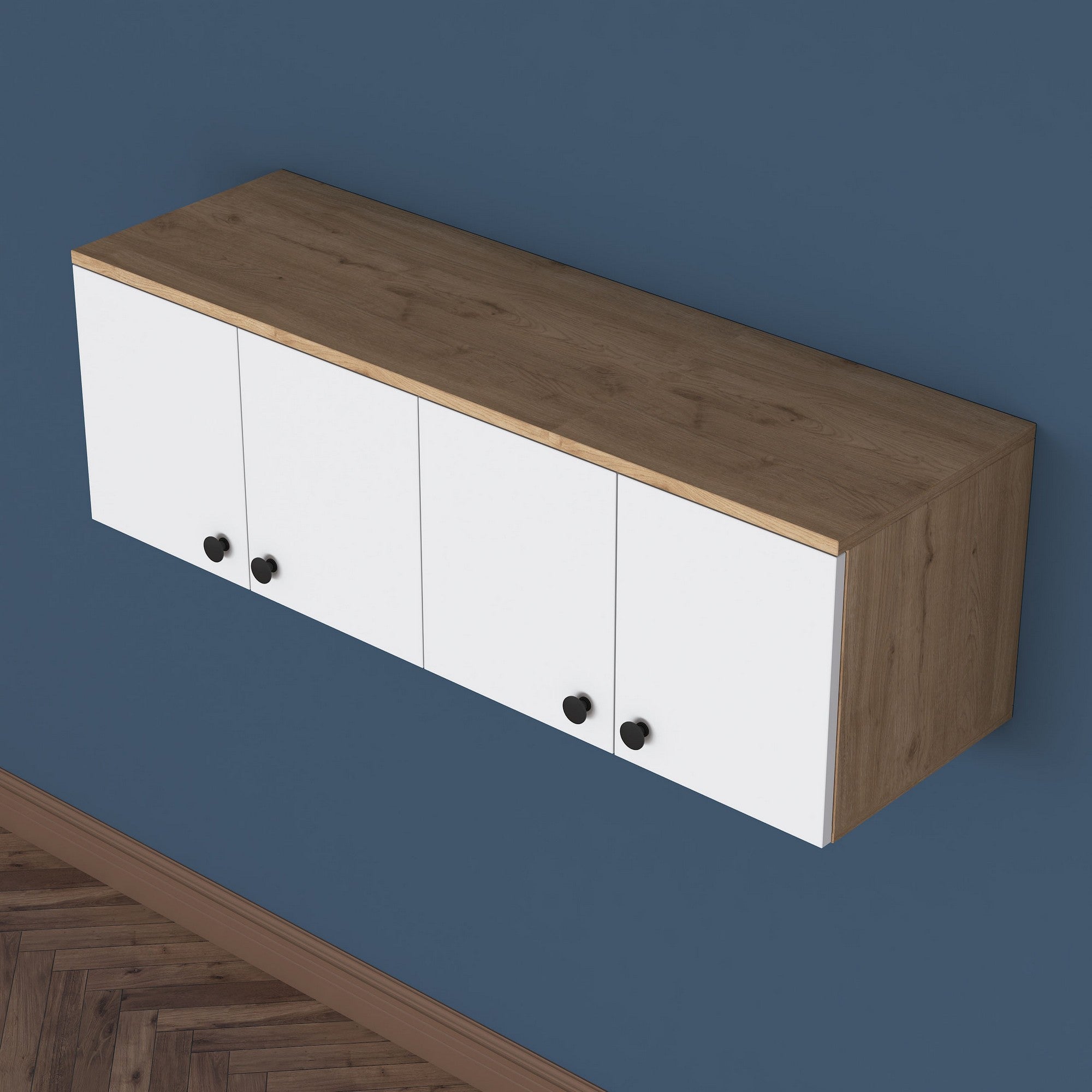 Armário de Parede – 119,6 cm x 43,6 cm x 37,5 cm – Nogueira e Branco – MDF