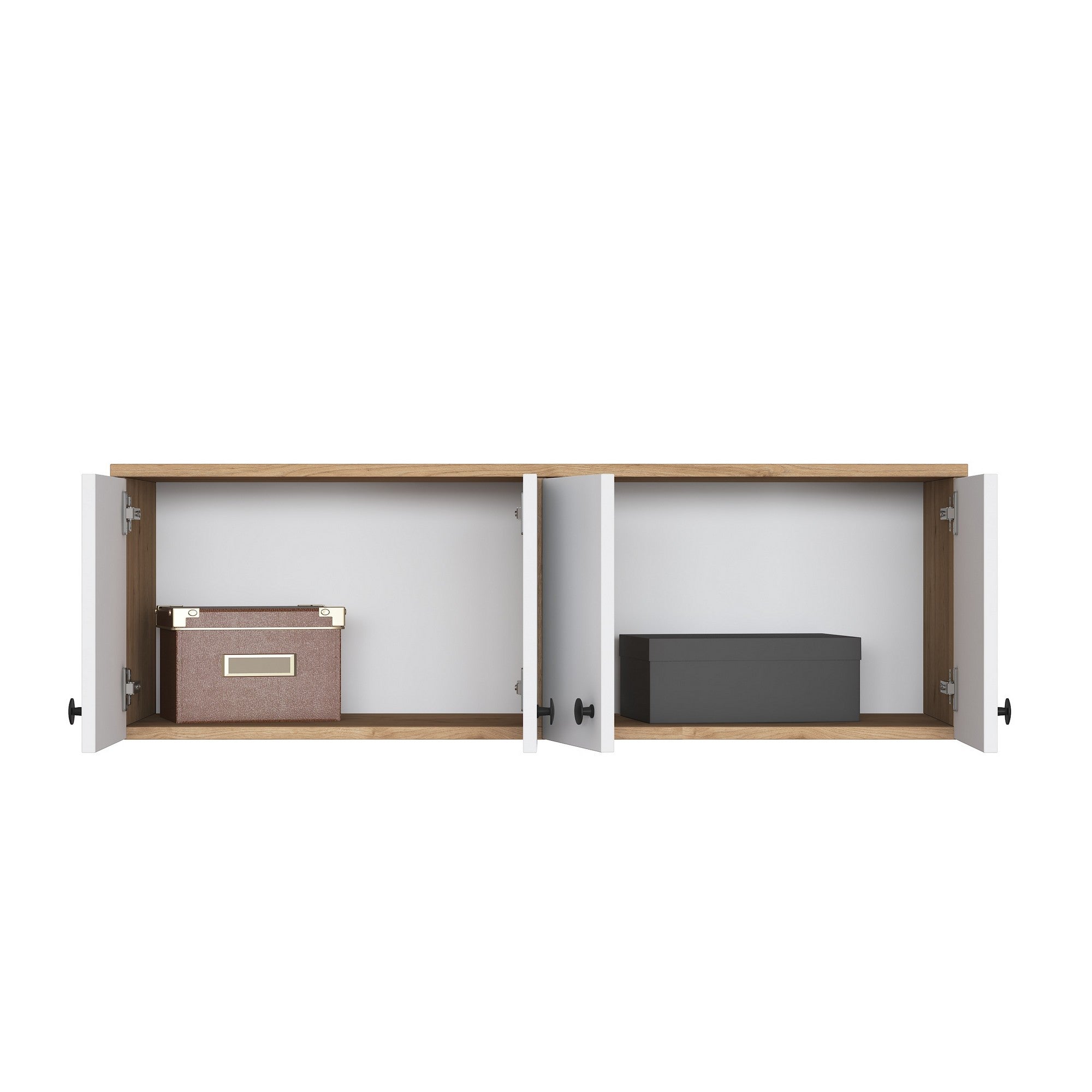 Armário de Parede – 119,6 cm x 43,6 cm x 37,5 cm – Nogueira e Branco – MDF