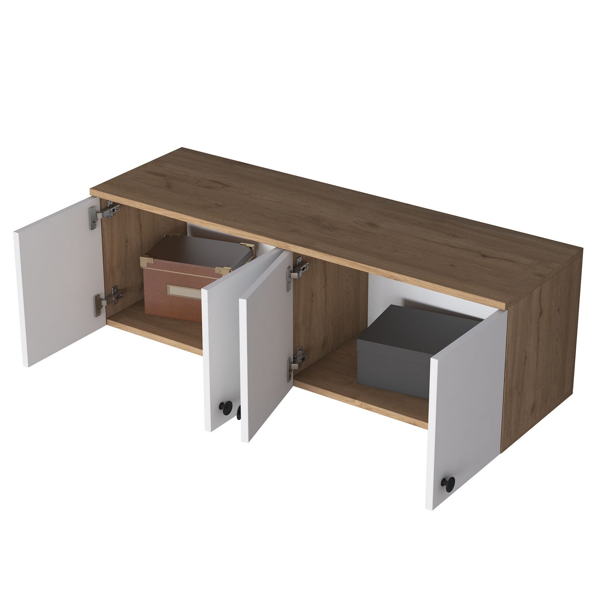 Armário de Parede – 119,6 cm x 43,6 cm x 37,5 cm – Nogueira e Branco – MDF