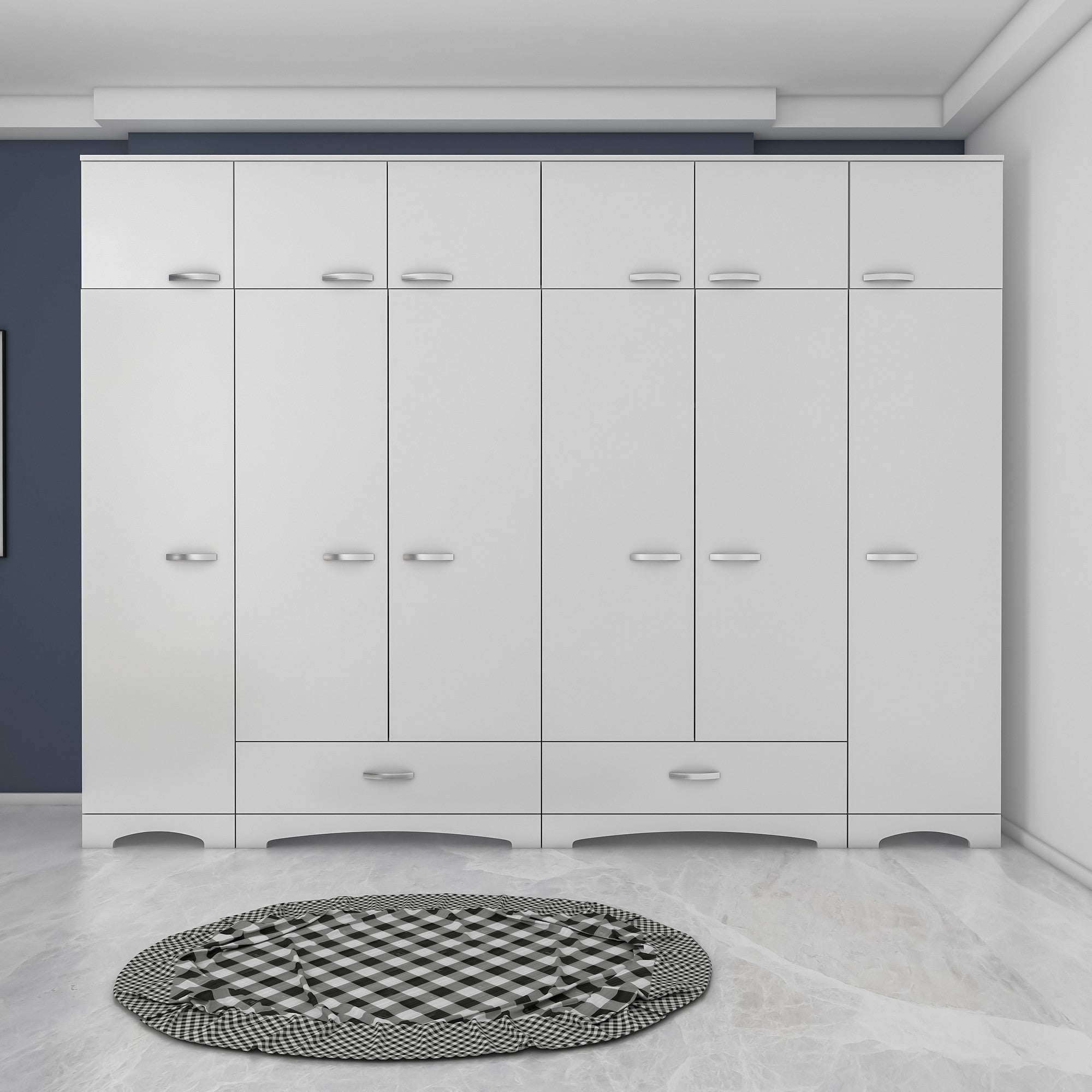 Guarda-roupa de aglomerado – 245 cm x 226 cm x 48,3 cm – Branco – Aglomerado