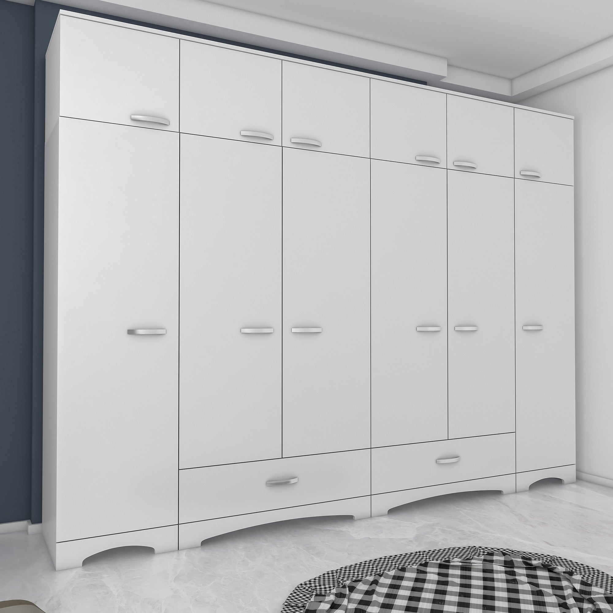 Guarda-roupa de aglomerado – 245 cm x 226 cm x 48,3 cm – Branco – Aglomerado